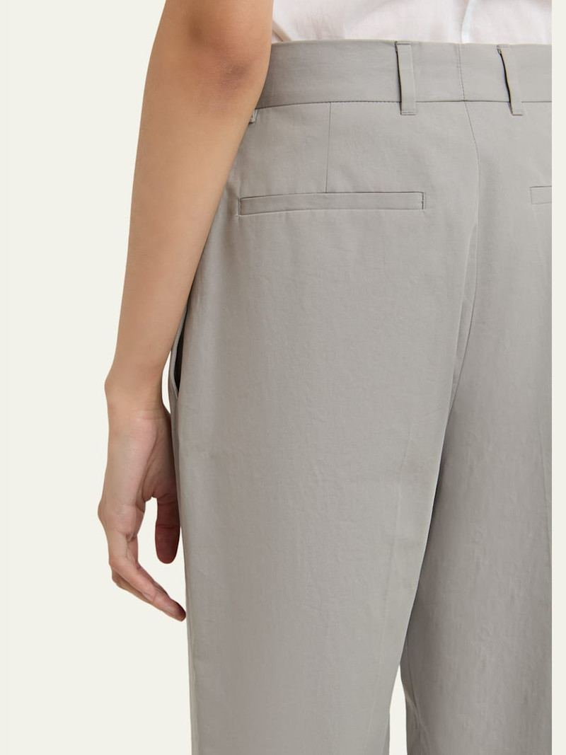 Pleated Cotton Straight-Leg Pants 5