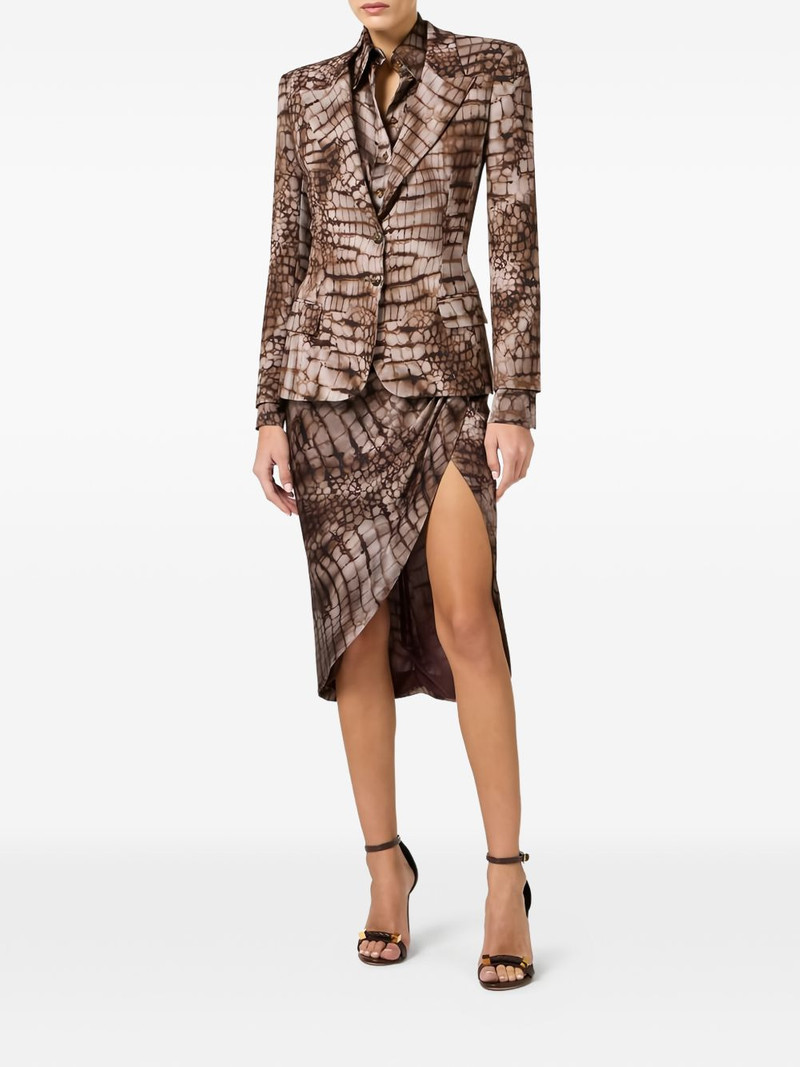 ELISABETTA FRANCHI alligator-print single-breasted jacket outlook