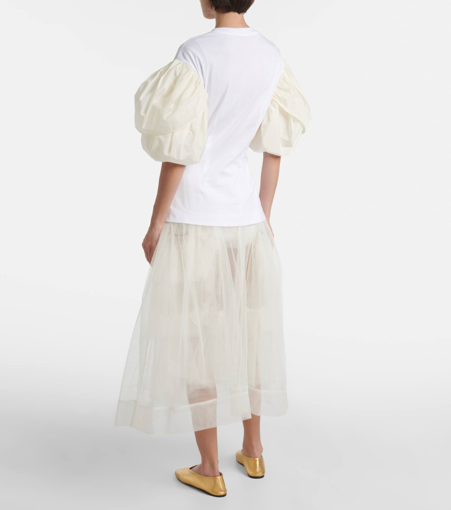 Puff-sleeve cotton jersey T-shirt - 3