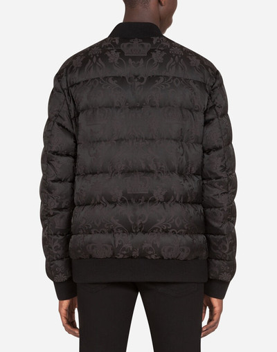 Dolce & Gabbana Quilted nylon jacket with jacquard crowns outlook