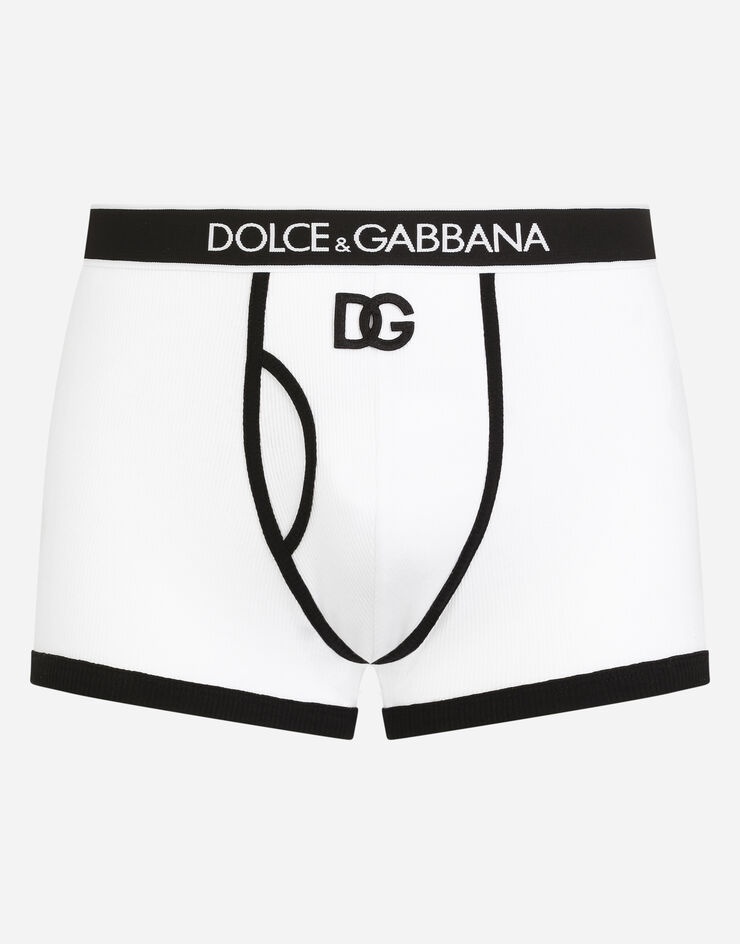 Fine-rib cotton boxers with DG patch - 1