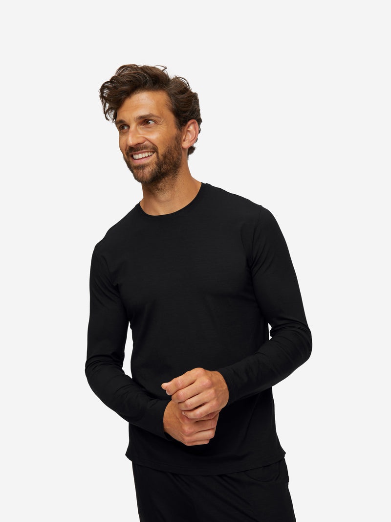 Men's Long Sleeve T-Shirt Basel Micro Modal Stretch Black - 3