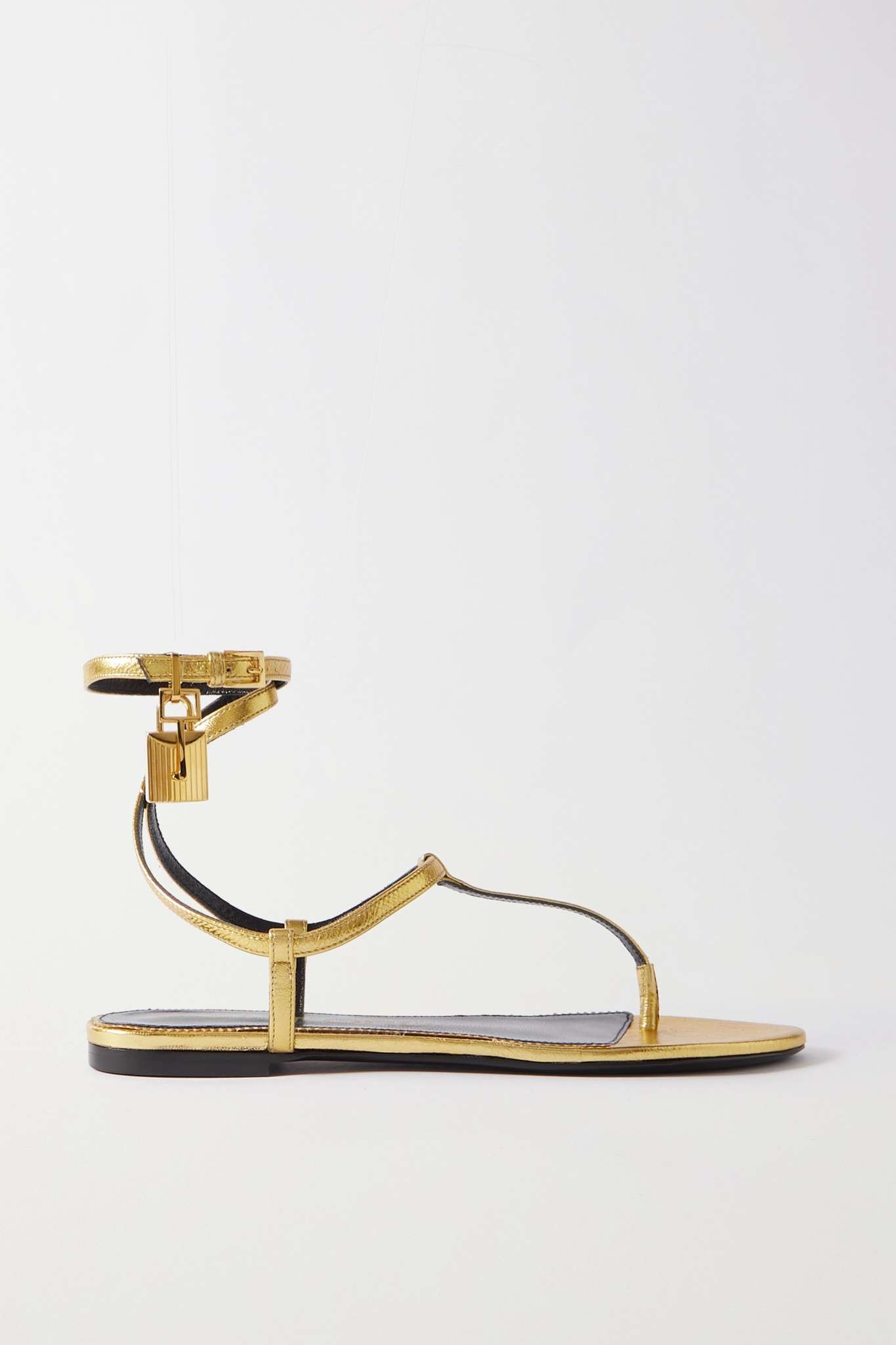 Padlock metallic leather sandals - 1