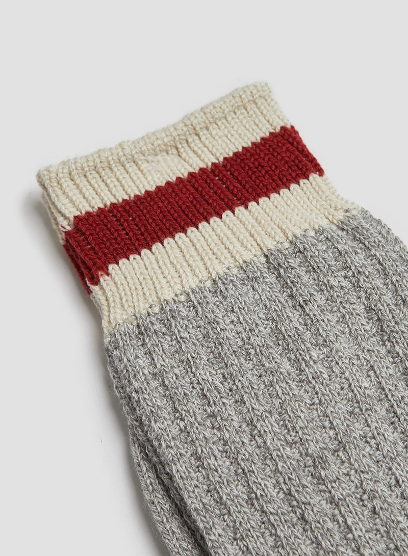 Nigel Cabourn Anonymous Ism Tuck Cuff Stripes Crew Sock in Grey Melange outlook