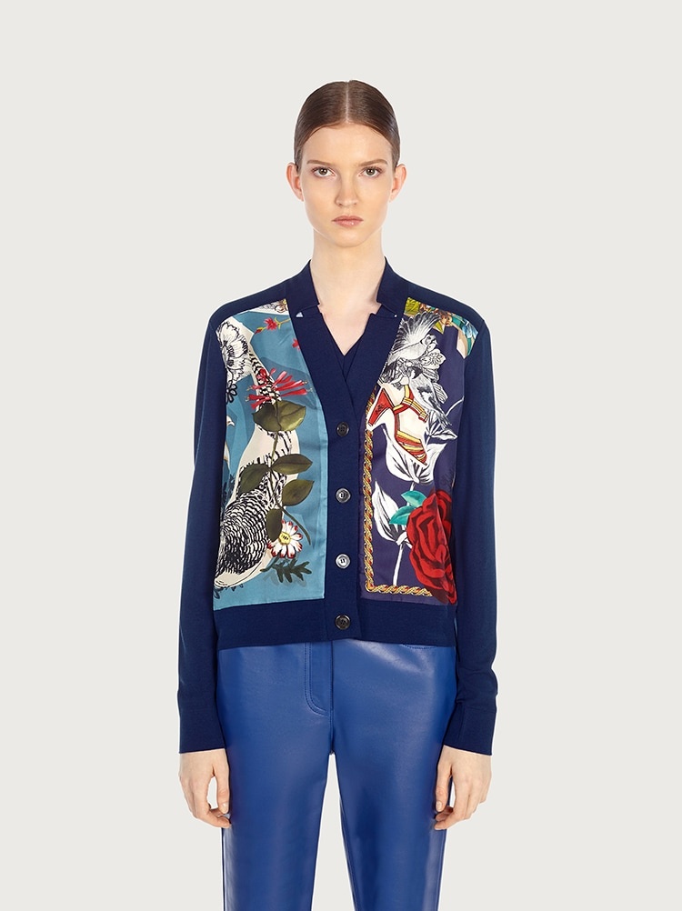 CARDIGAN WITH SILK INLAYS - 2