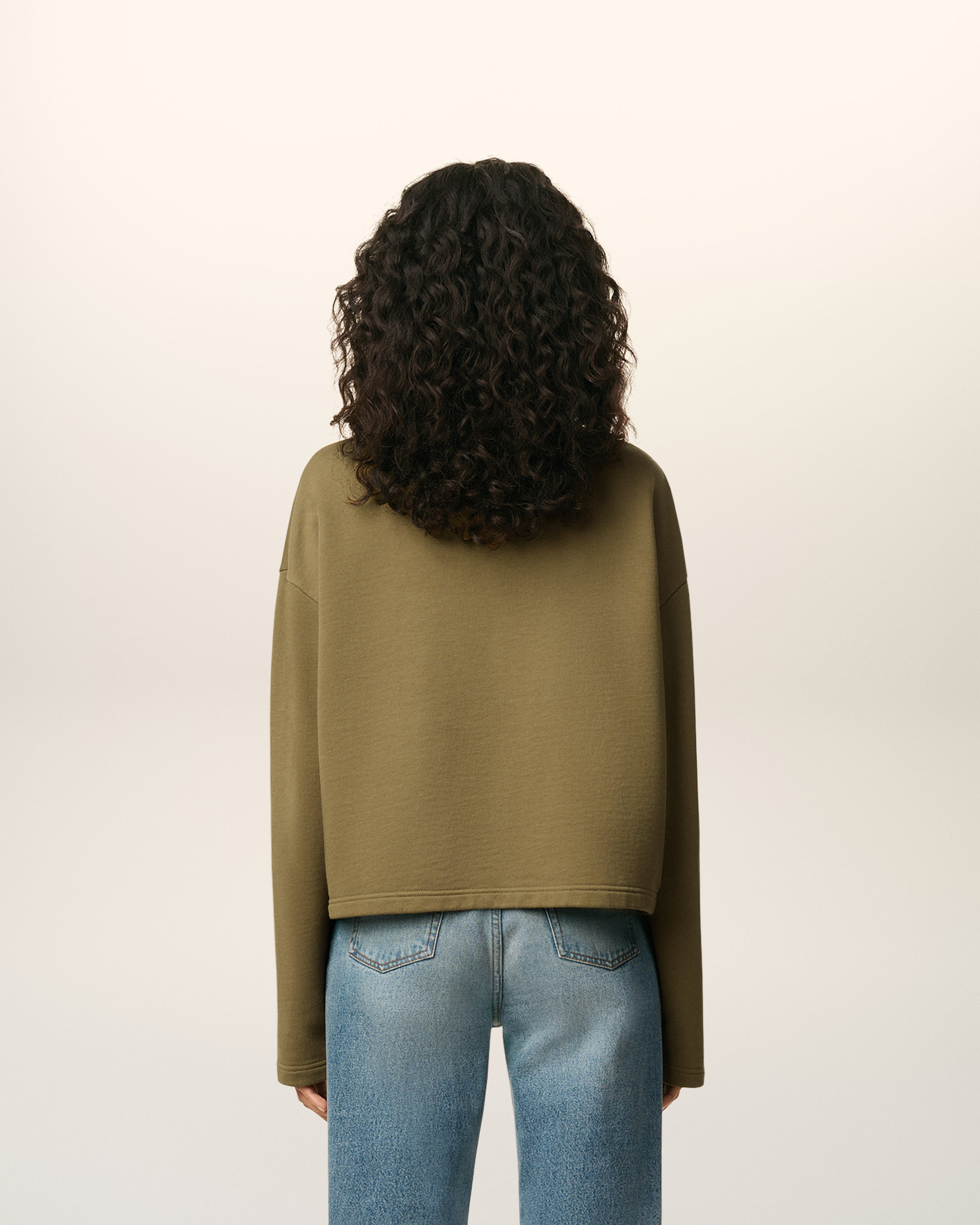 GREEN COTTON CONTRASTED AMI DE COEUR SWEATSHIRT - 5
