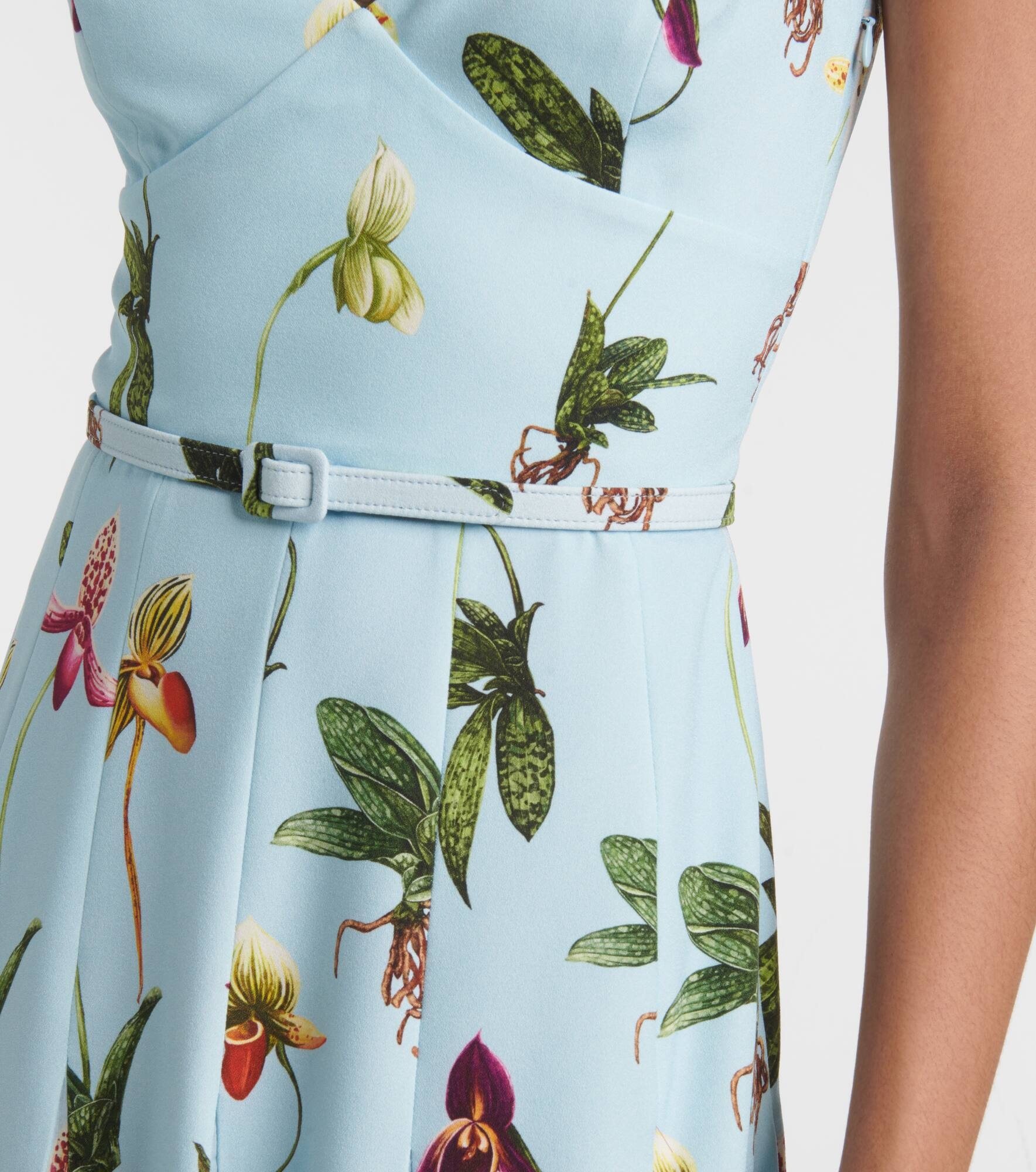 Floral belted cady midi dress - 5