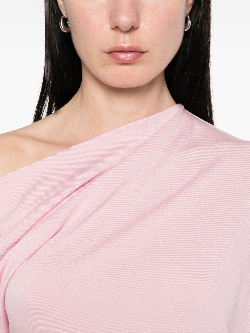 asymmetric-neck mini dress - 5