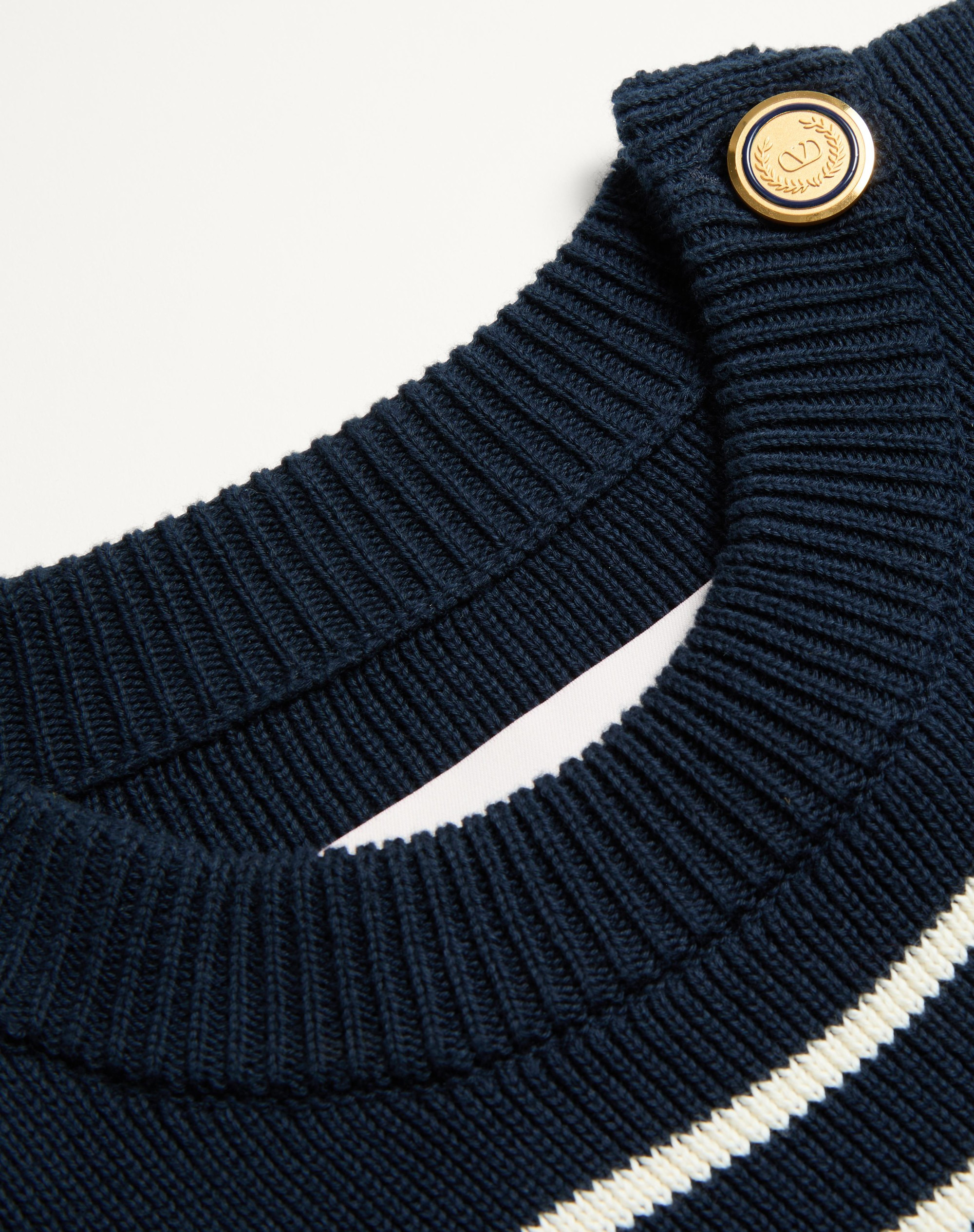 STRIPED COTTON CREWNECK SWEATER WITH BUTTONS ON THE SHOULDER - 9