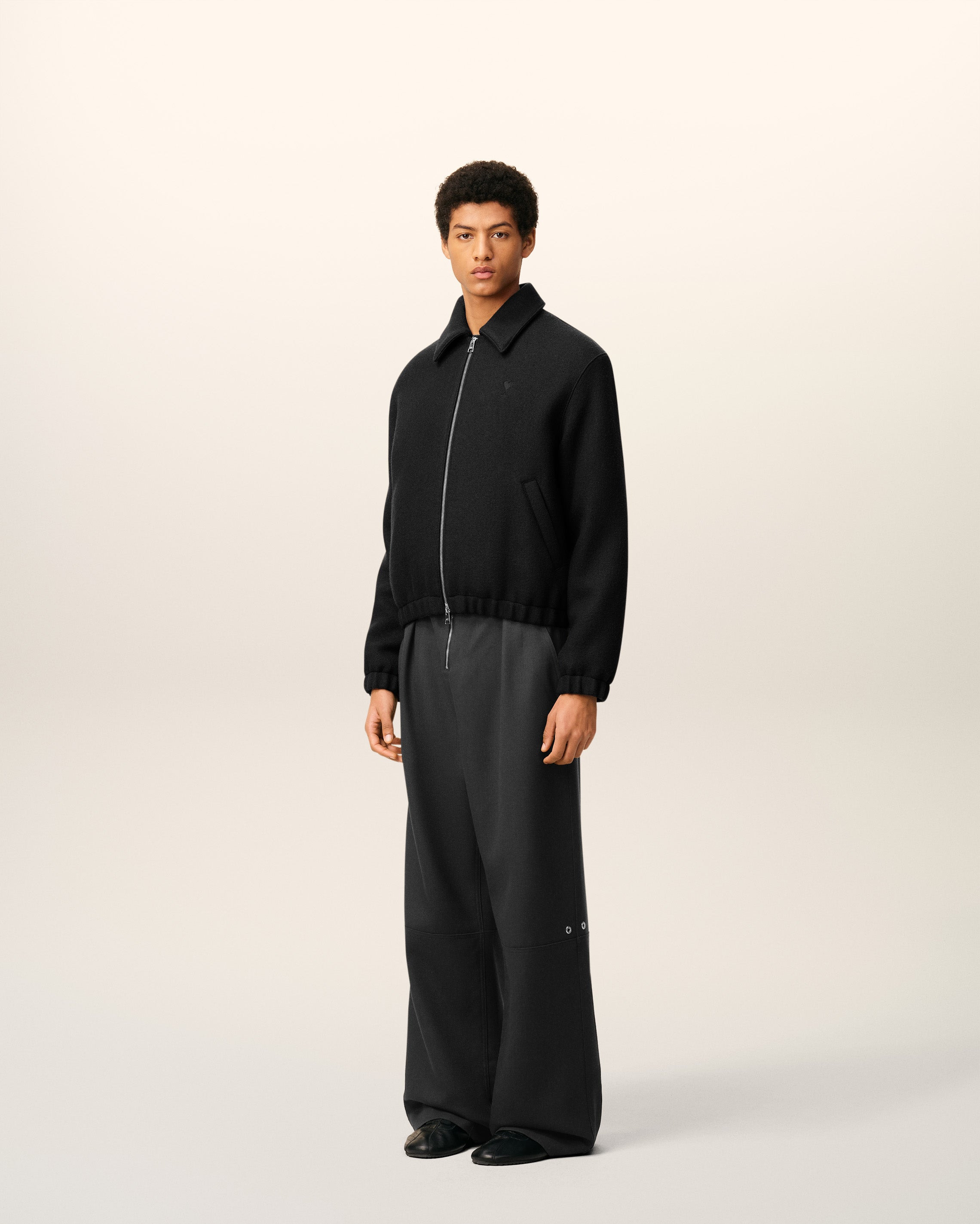 BLACK COTTON AMI DE COEUR PADDED ZIPPED JACKET - 6