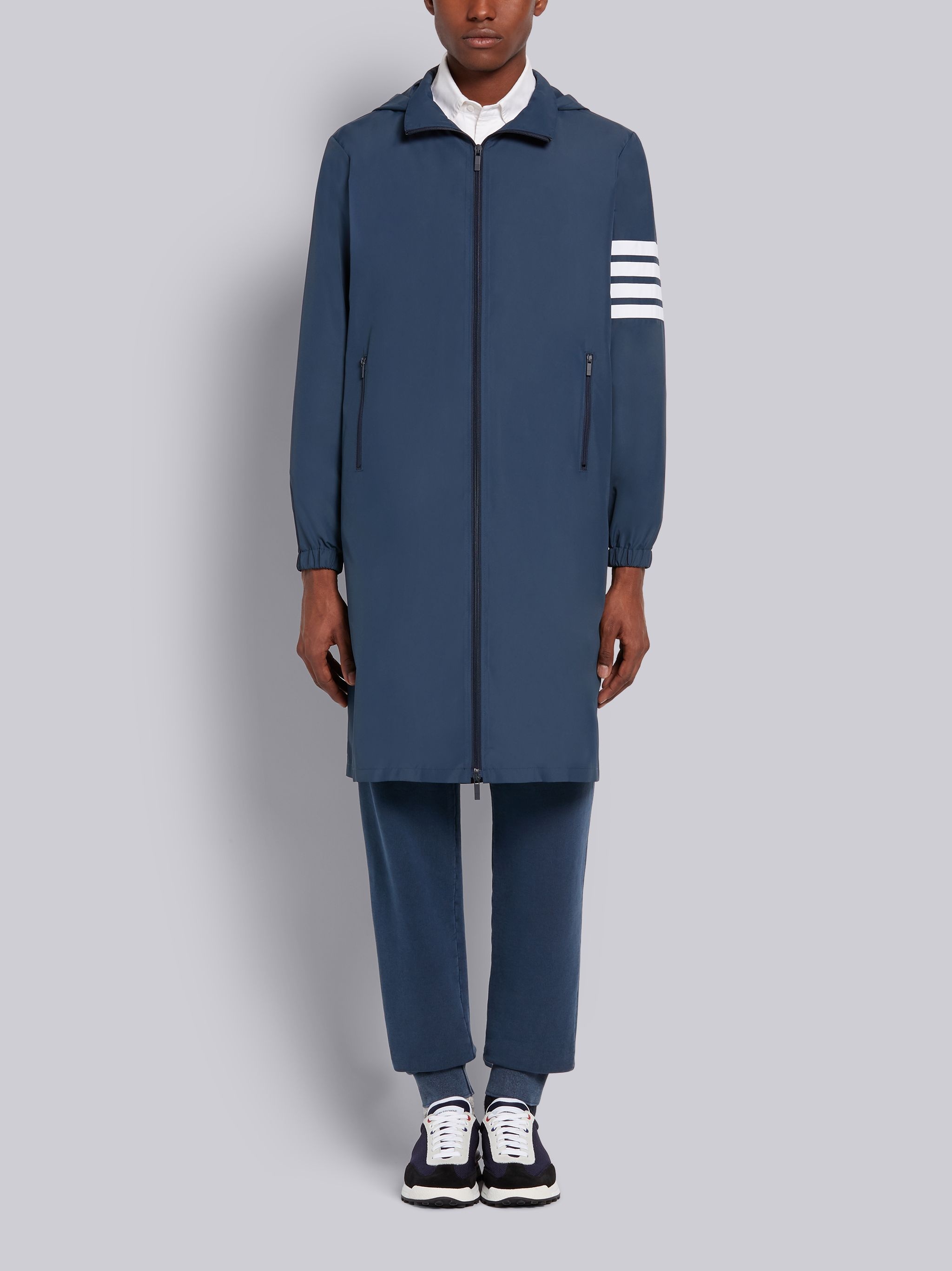 Navy Flyweight Tech Hidden Hood Zip-up 4-Bar Parka - 1