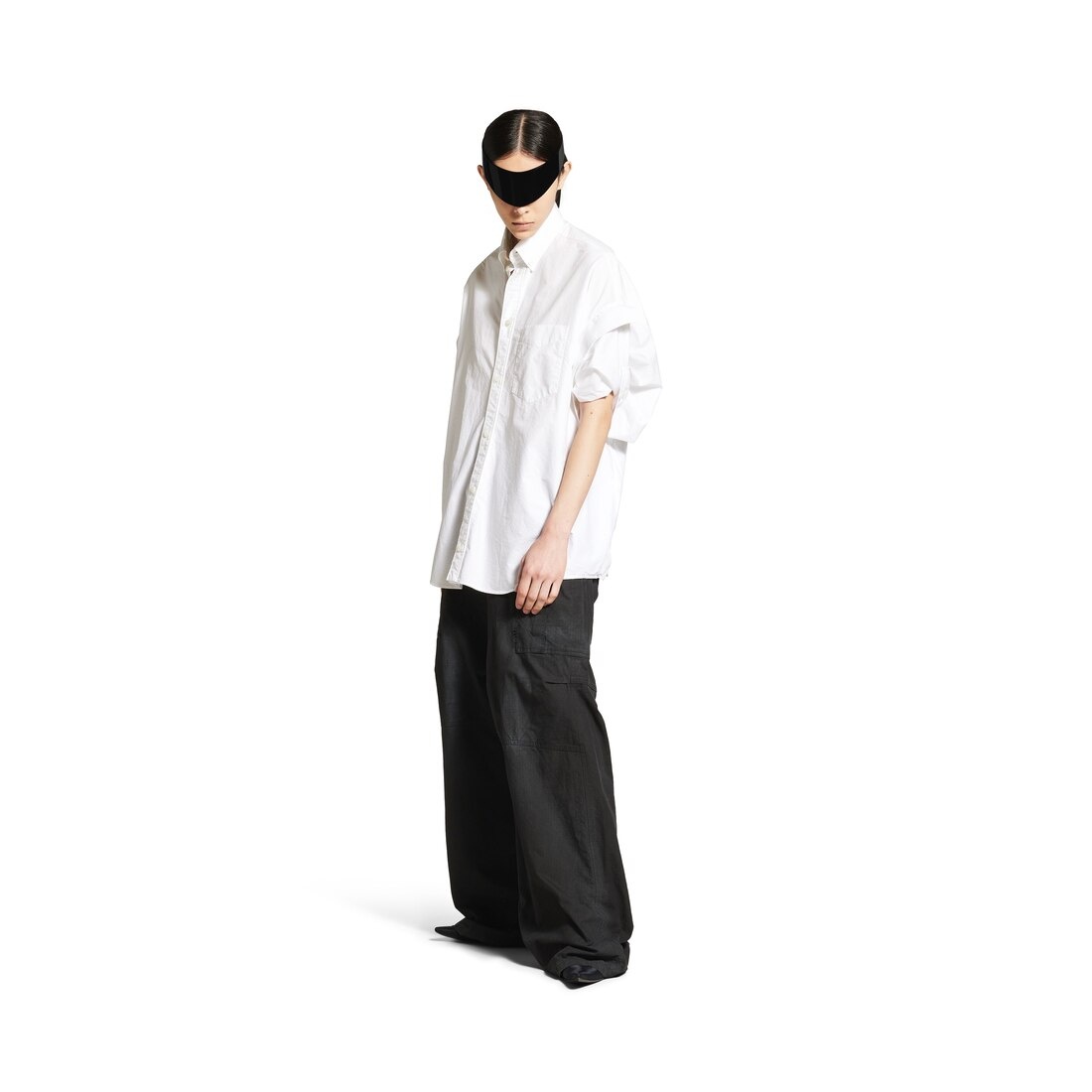 Women's Tucked Sleeve Shirt in White - 2