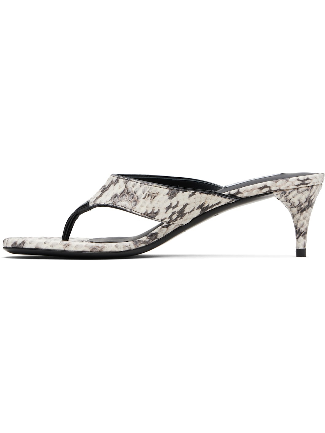 White Thong Elaphe Leather Mule Sandals - 3