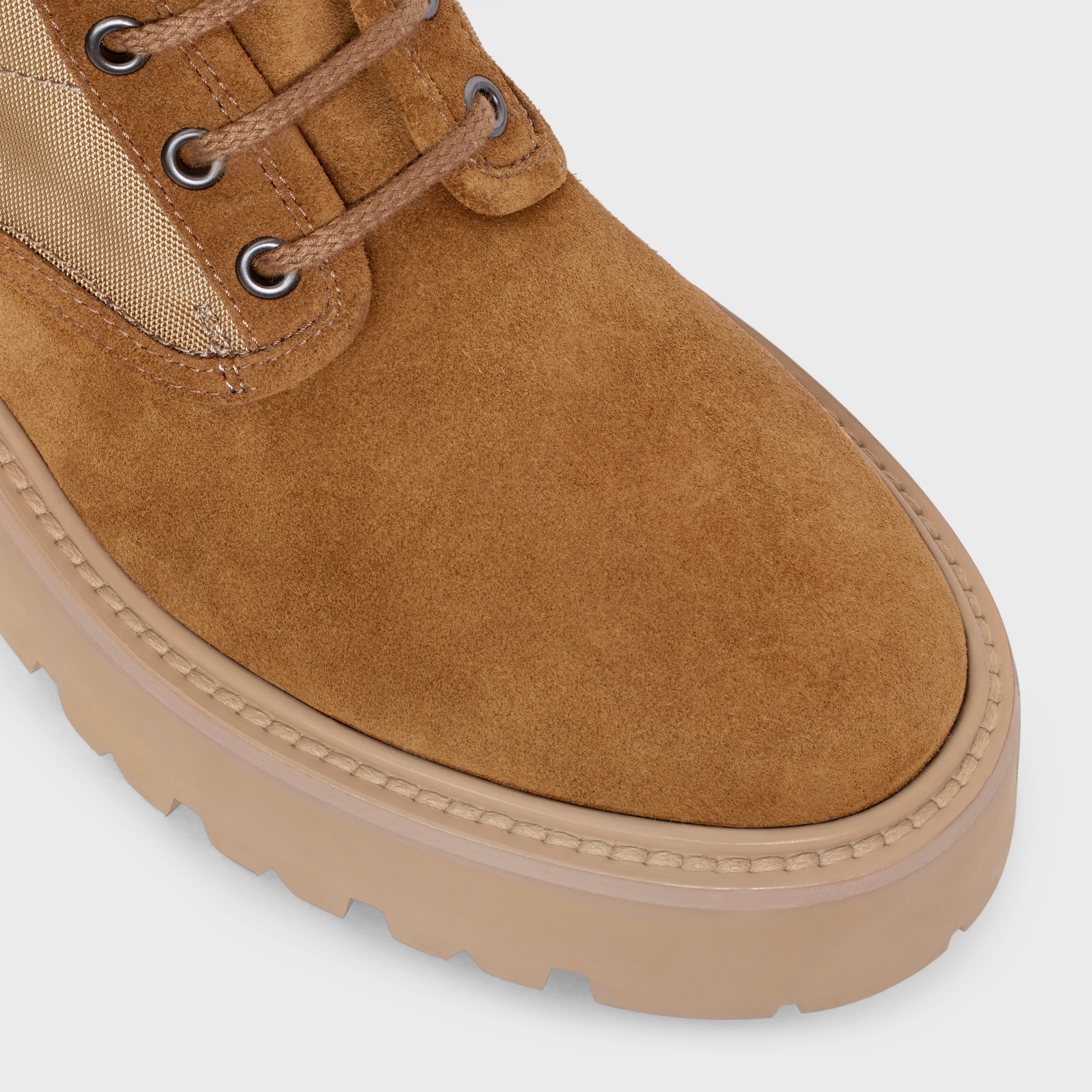 CELINE BULKY LACE-UP BOOT WITH TRIOMPHE in NYLON & SUEDE CALFSKIN - 4