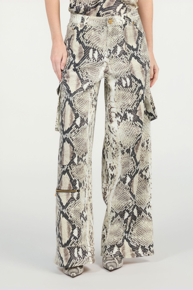 Rock Cargo Jeans With Python Print 3