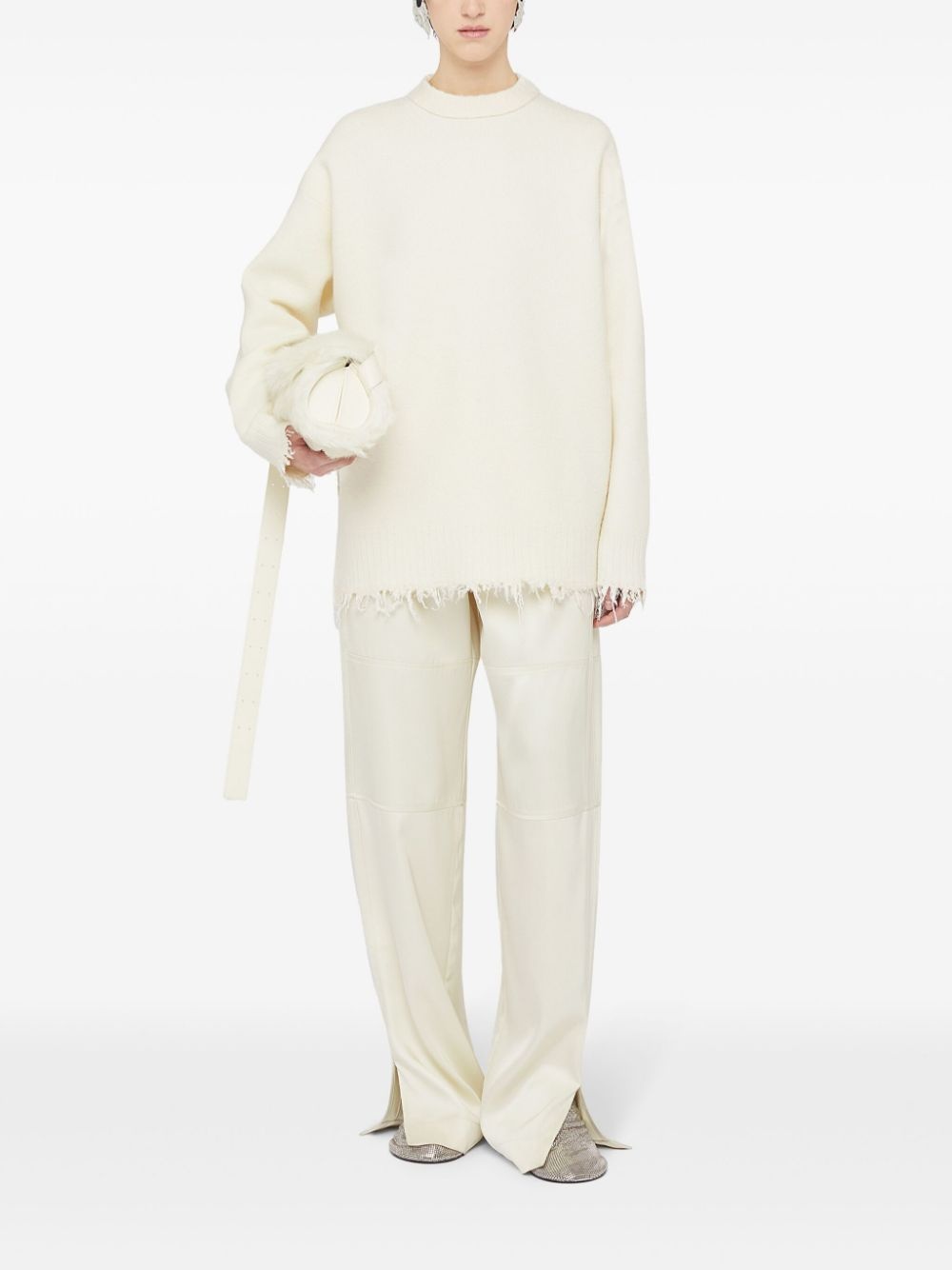 frayed-edge fine-knit jumper - 2