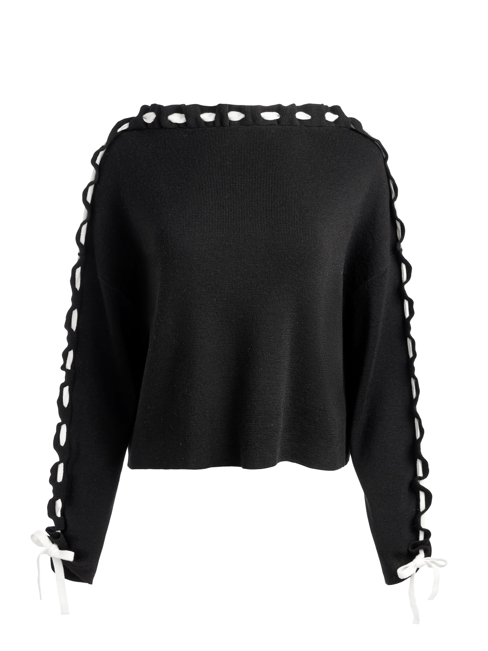 CALANDRA LACE UP SLEEVE PULLOVER - 1