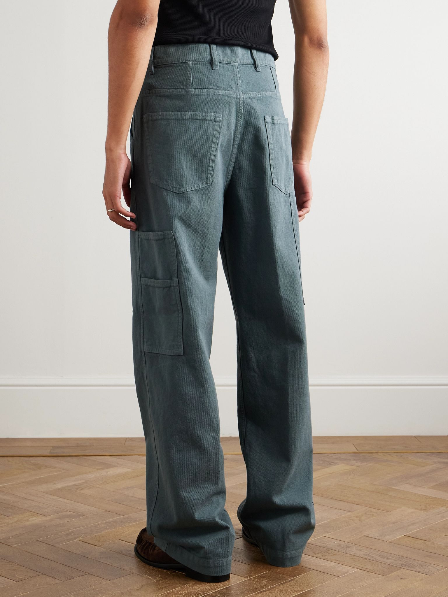 Straight-Leg Garment-Dyed Cotton-Twill Trousers Gray - 4