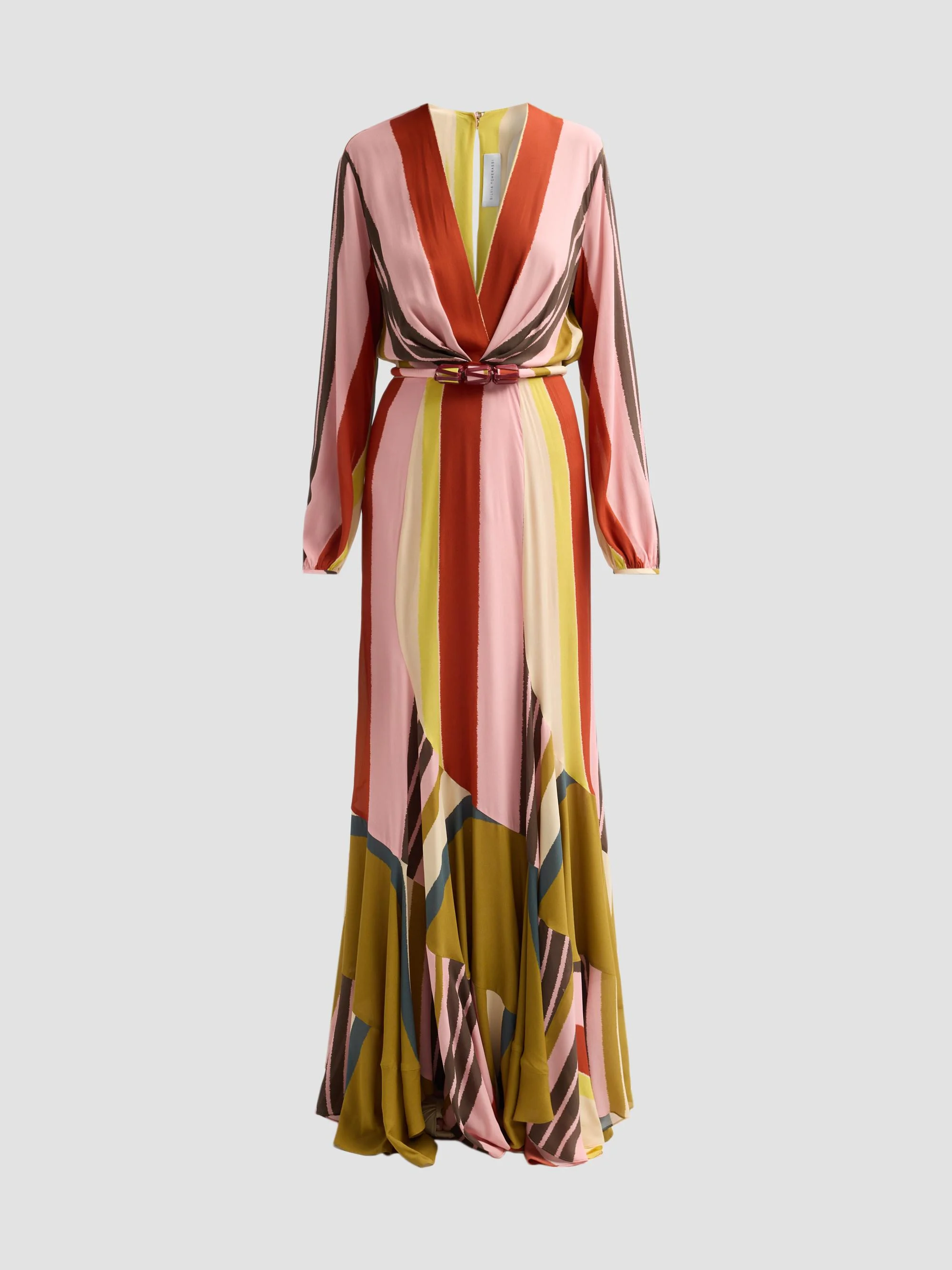 Women's Remy Plunging Striped Belted Maxi Dress - Vintage Stripes - 1