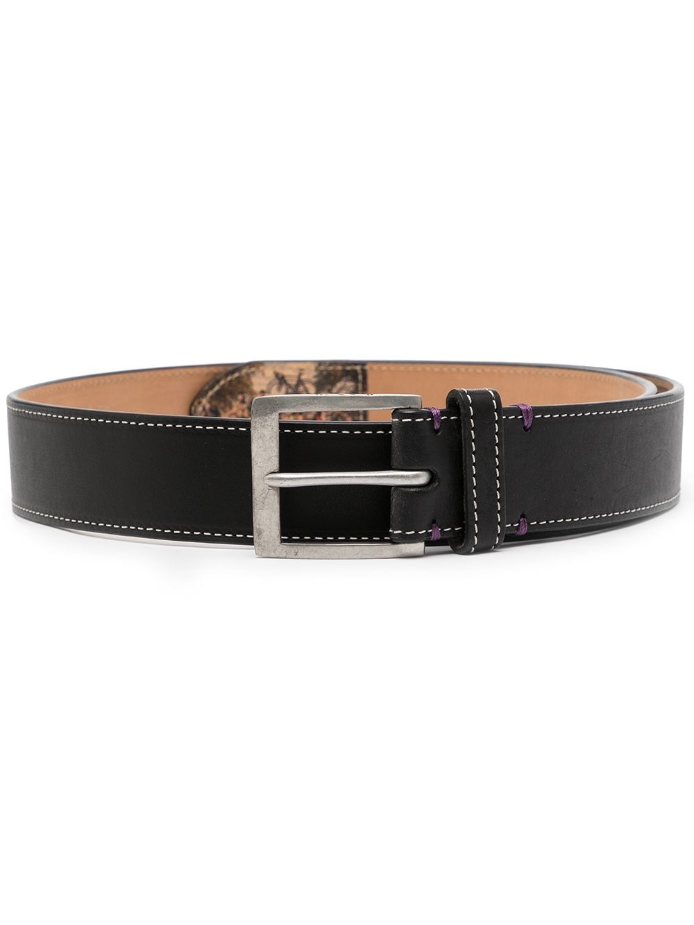 contrast-stitching leather belt - 1