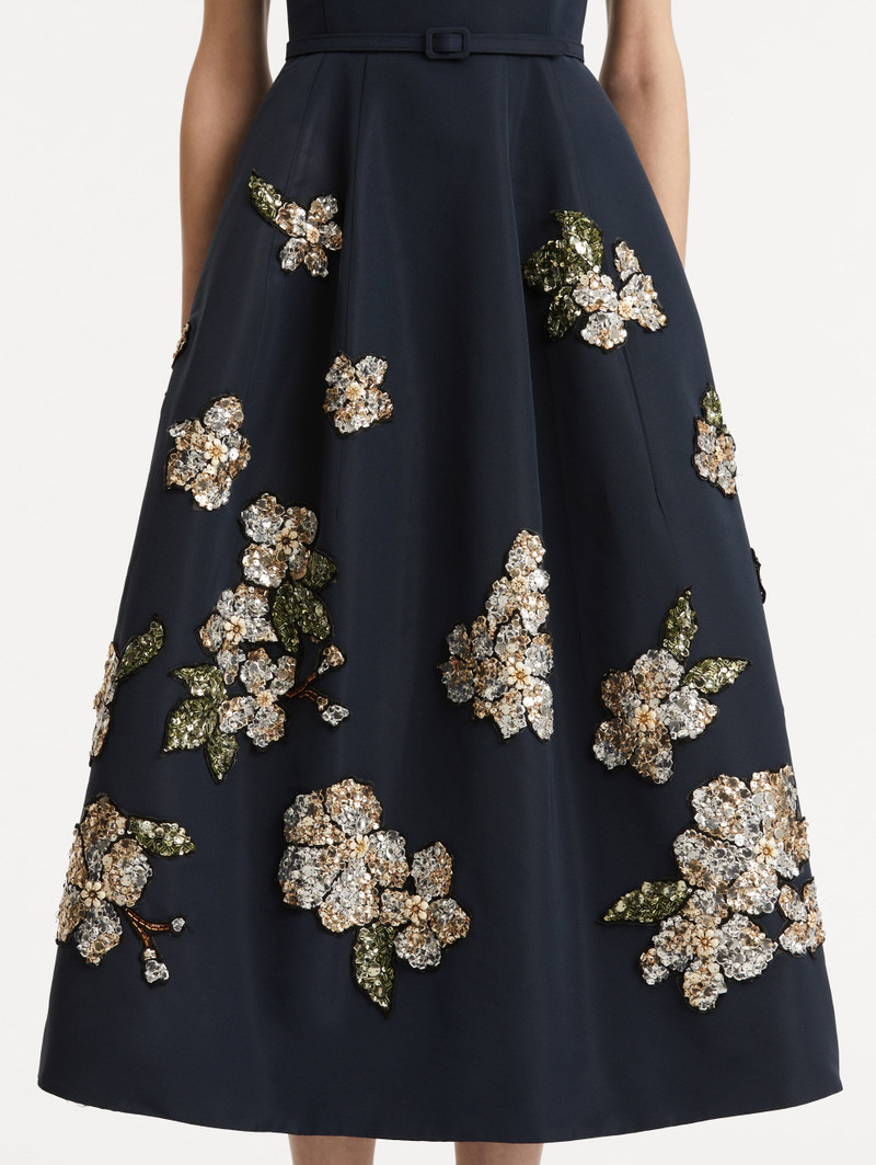 FLORAL SEQUIN EMBROIDERED FAILLE DRESS 5