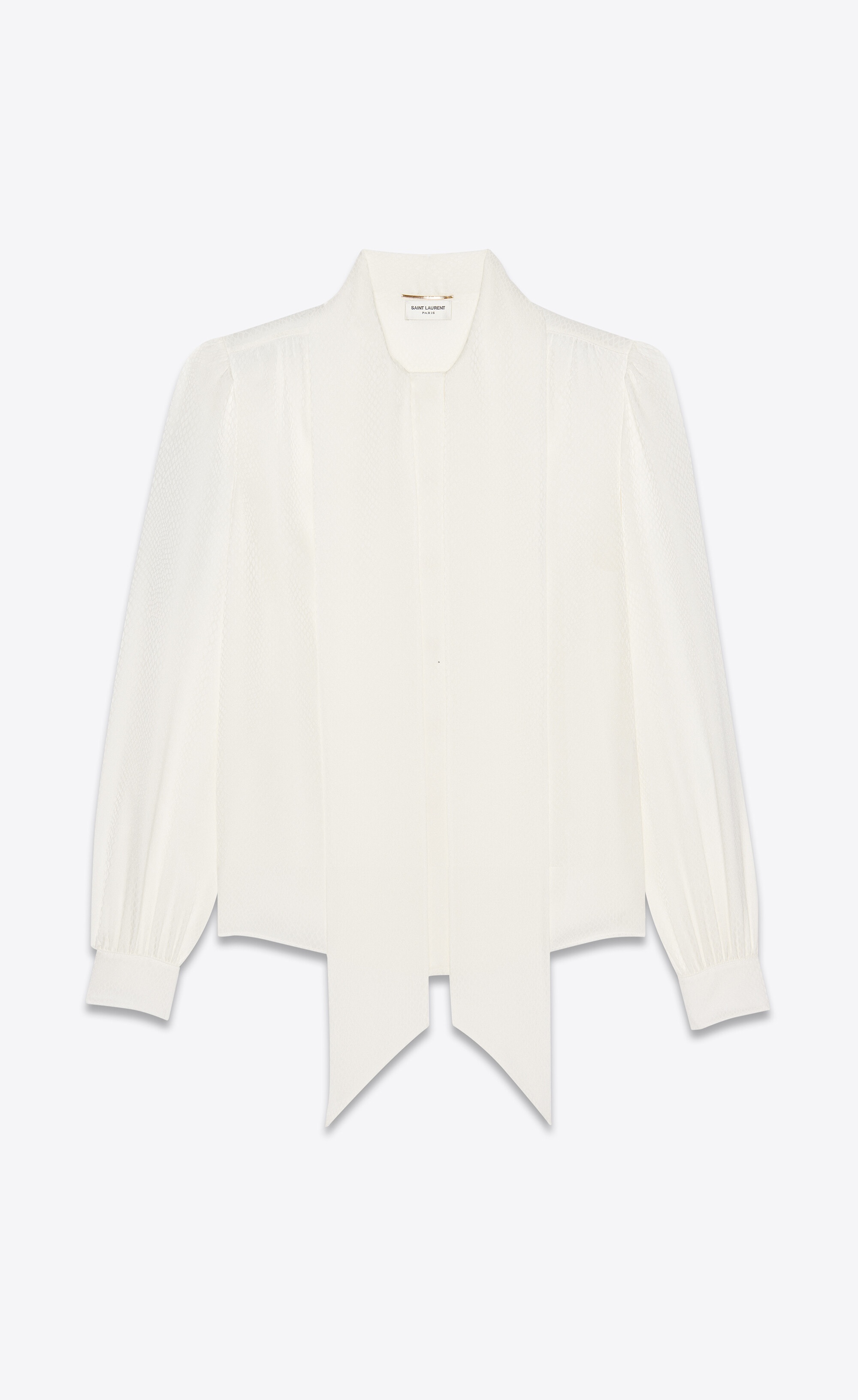 lavallière-neck blouse in matte and shiny animal-print silk - 5