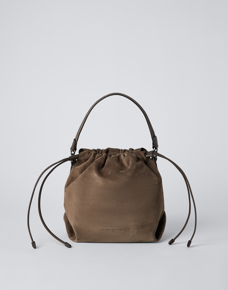 Suede bucket bag with Precious handle 1