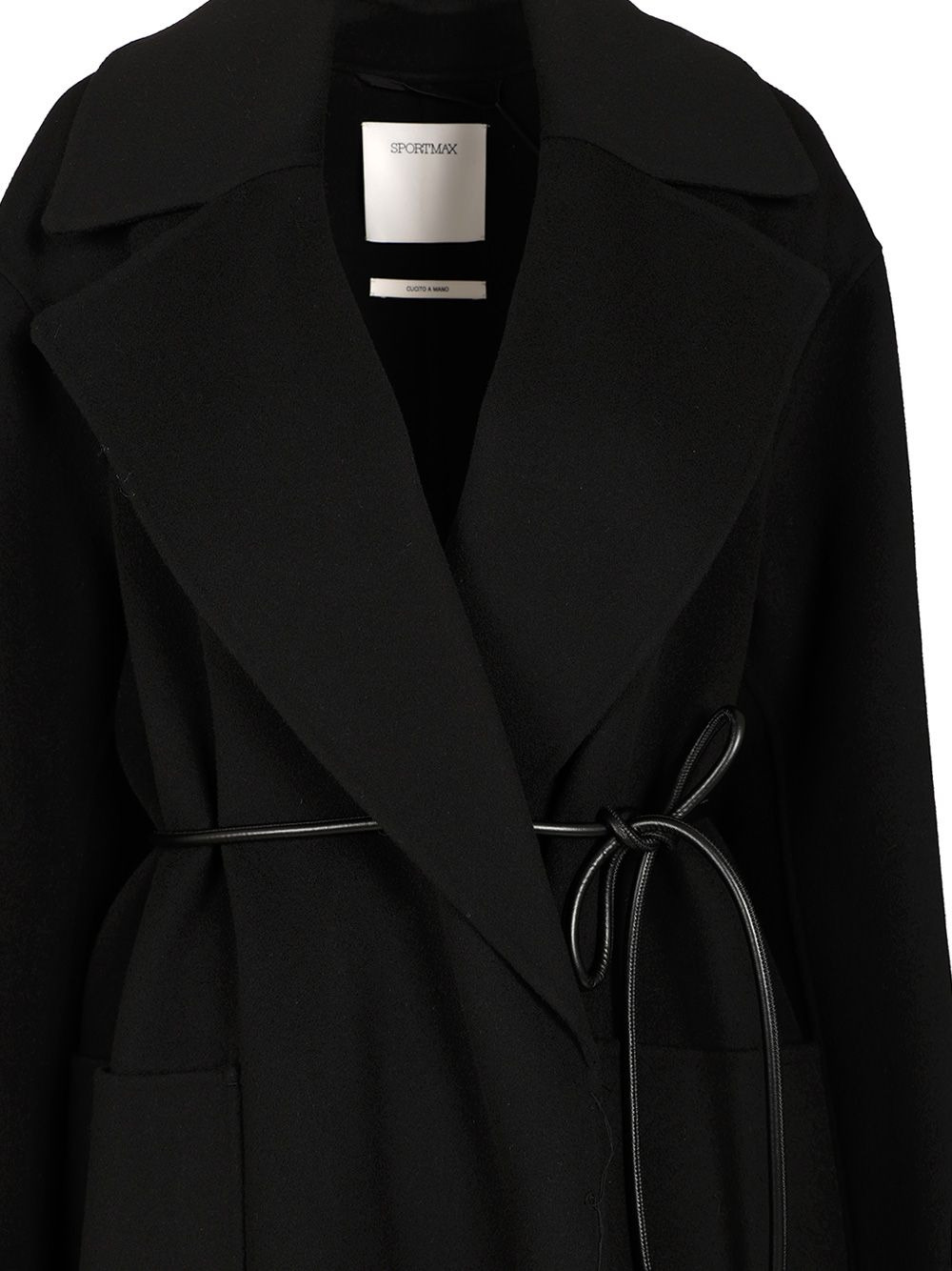 Double Wool Dressing Gown Coat Coats Black - 5