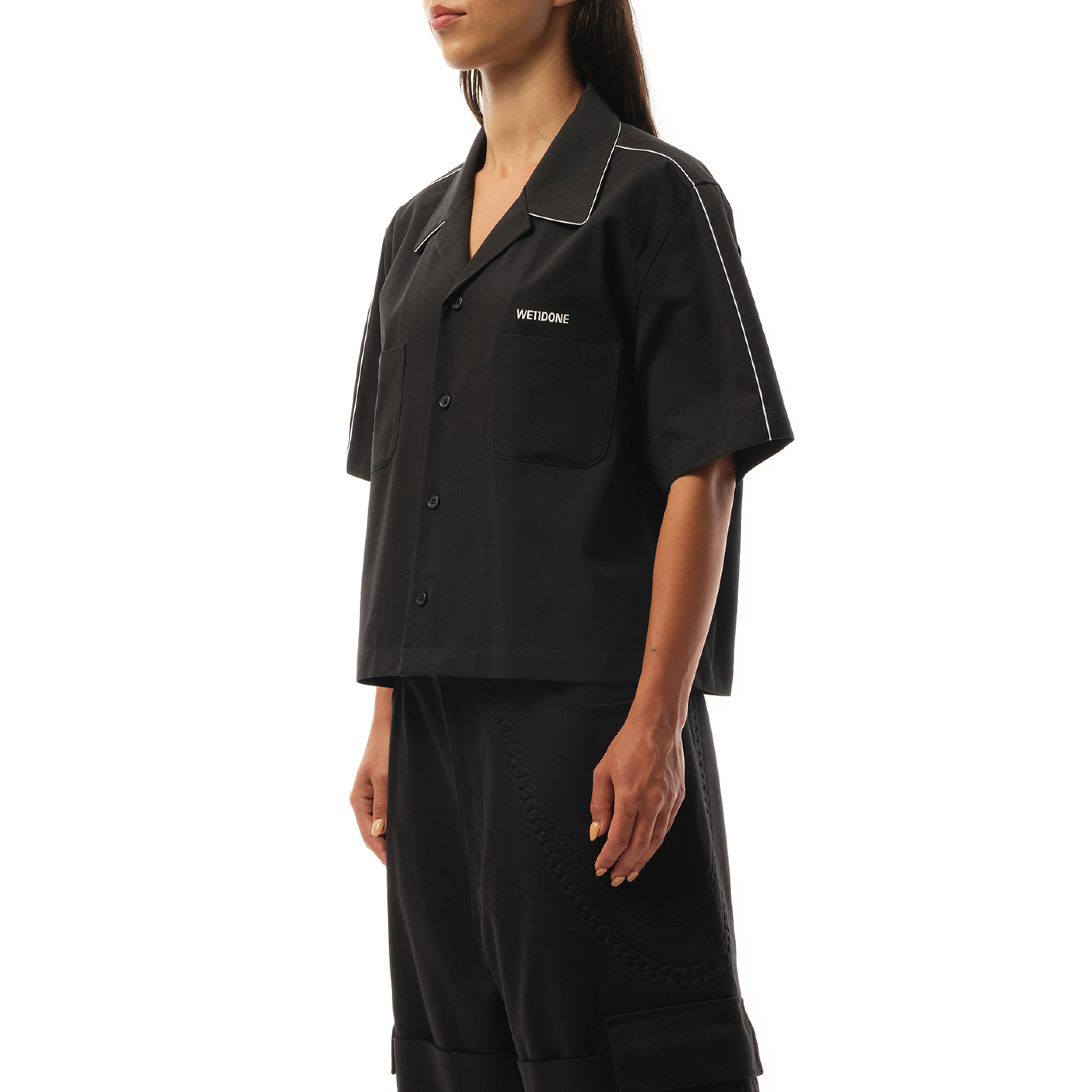Short-Sleeved Convertible Shirt in Black - 5