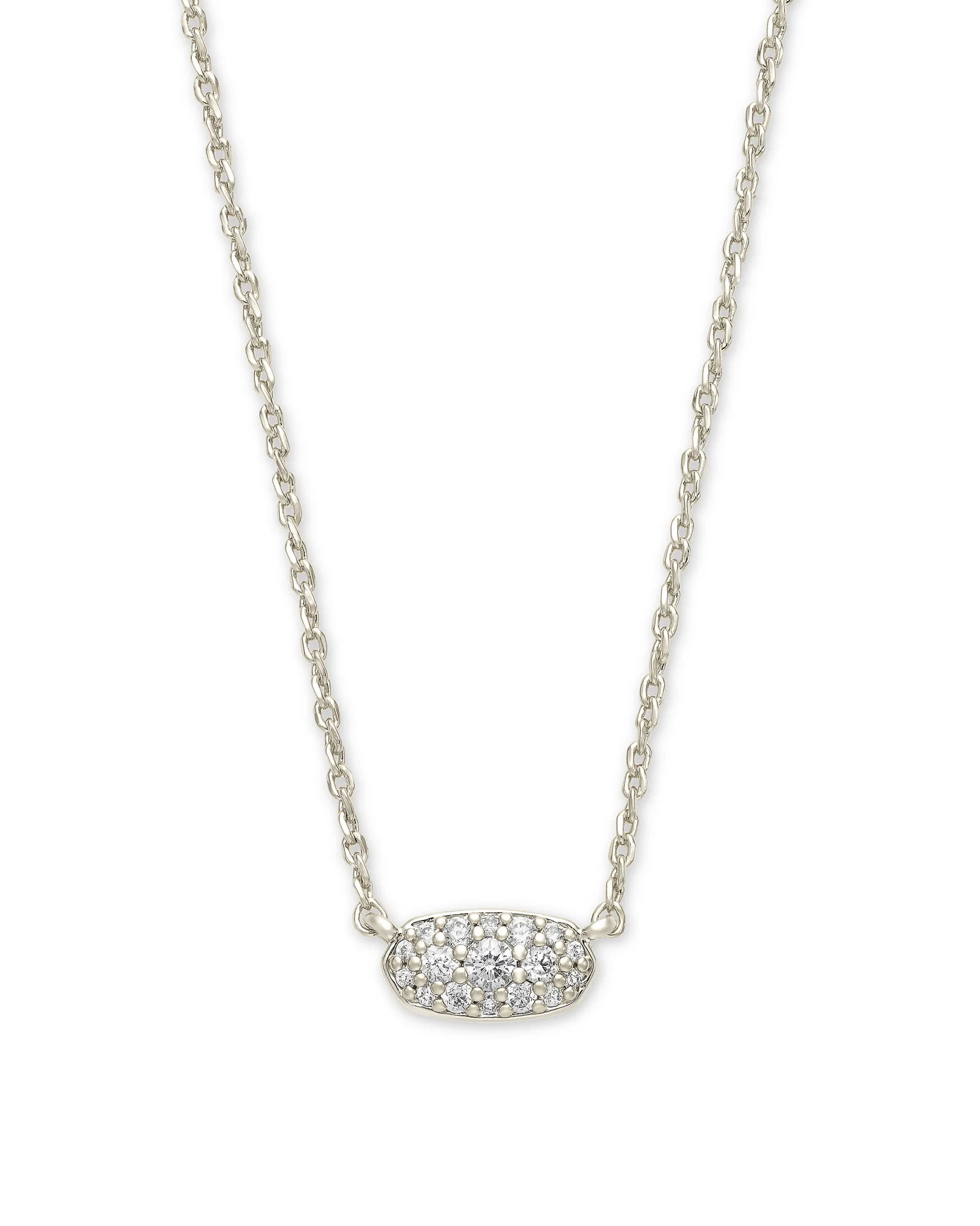 Grayson Silver Pendant Necklace in White CZ - 1