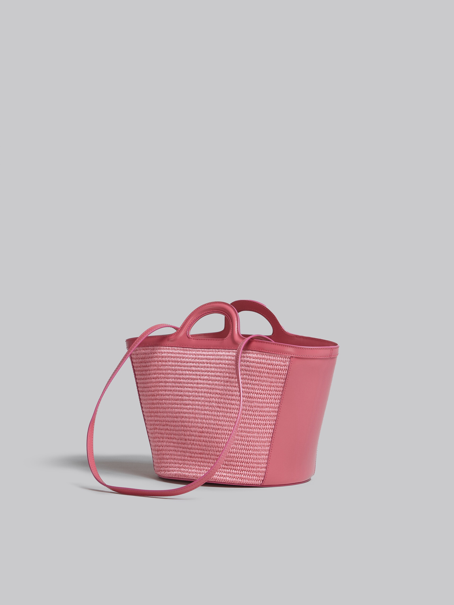 TROPICALIA SMALL BAG IN PINK LEATHER AND RAFFIA - 3