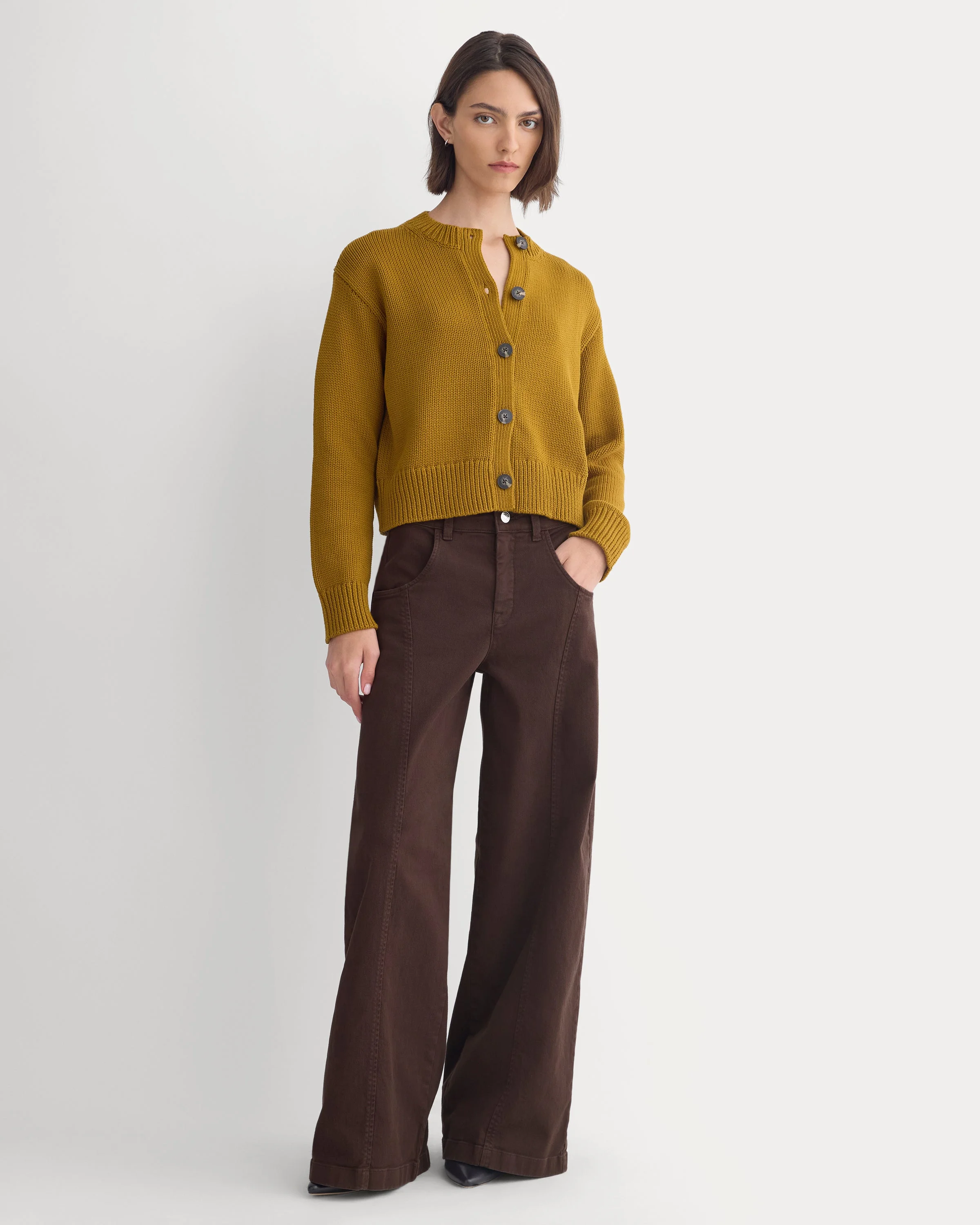 OPEN-KNIT CARDIGAN CREW IN ELEVATED COTTON - 1