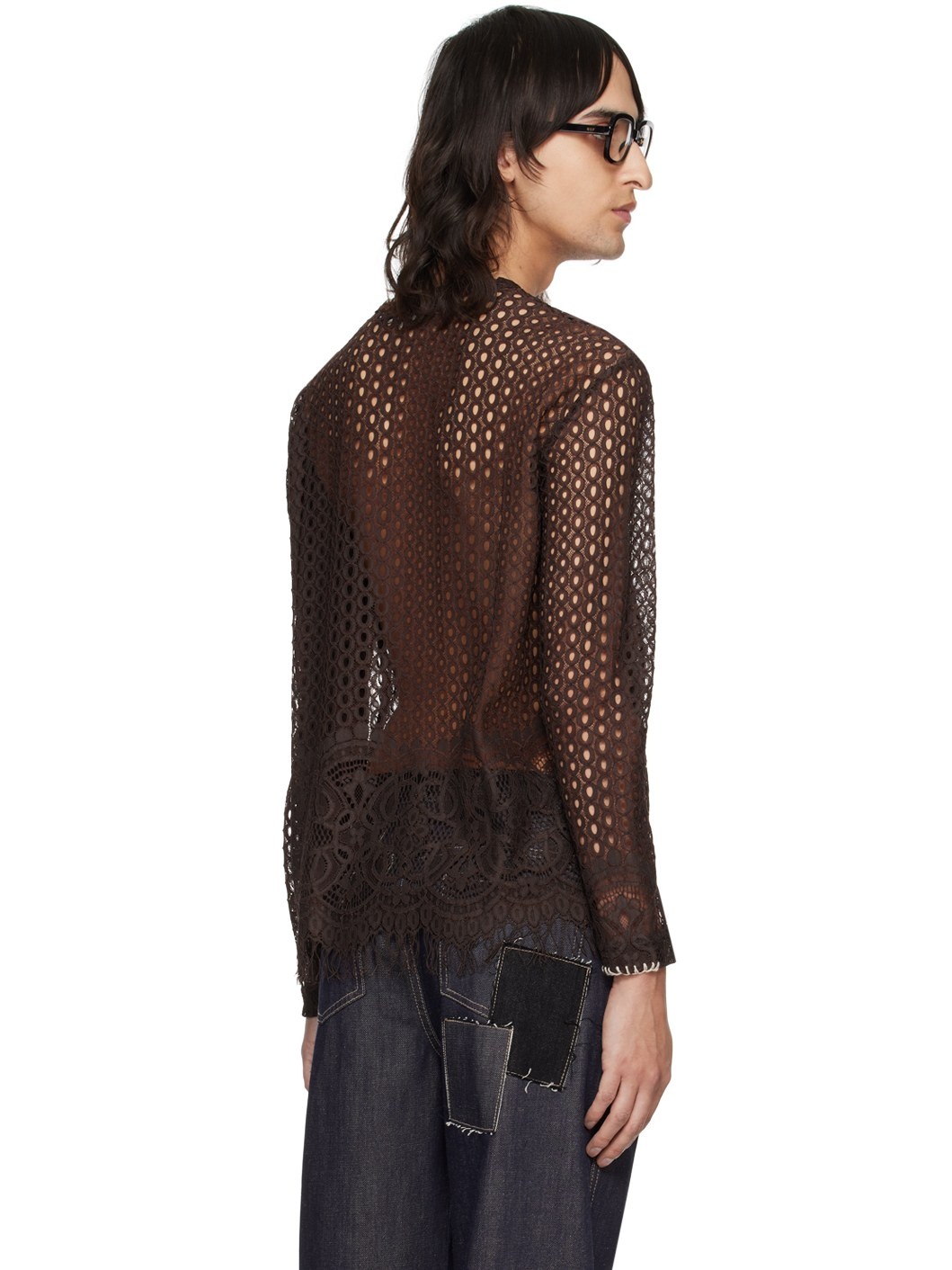 Brown Summer Net Sweater - 3