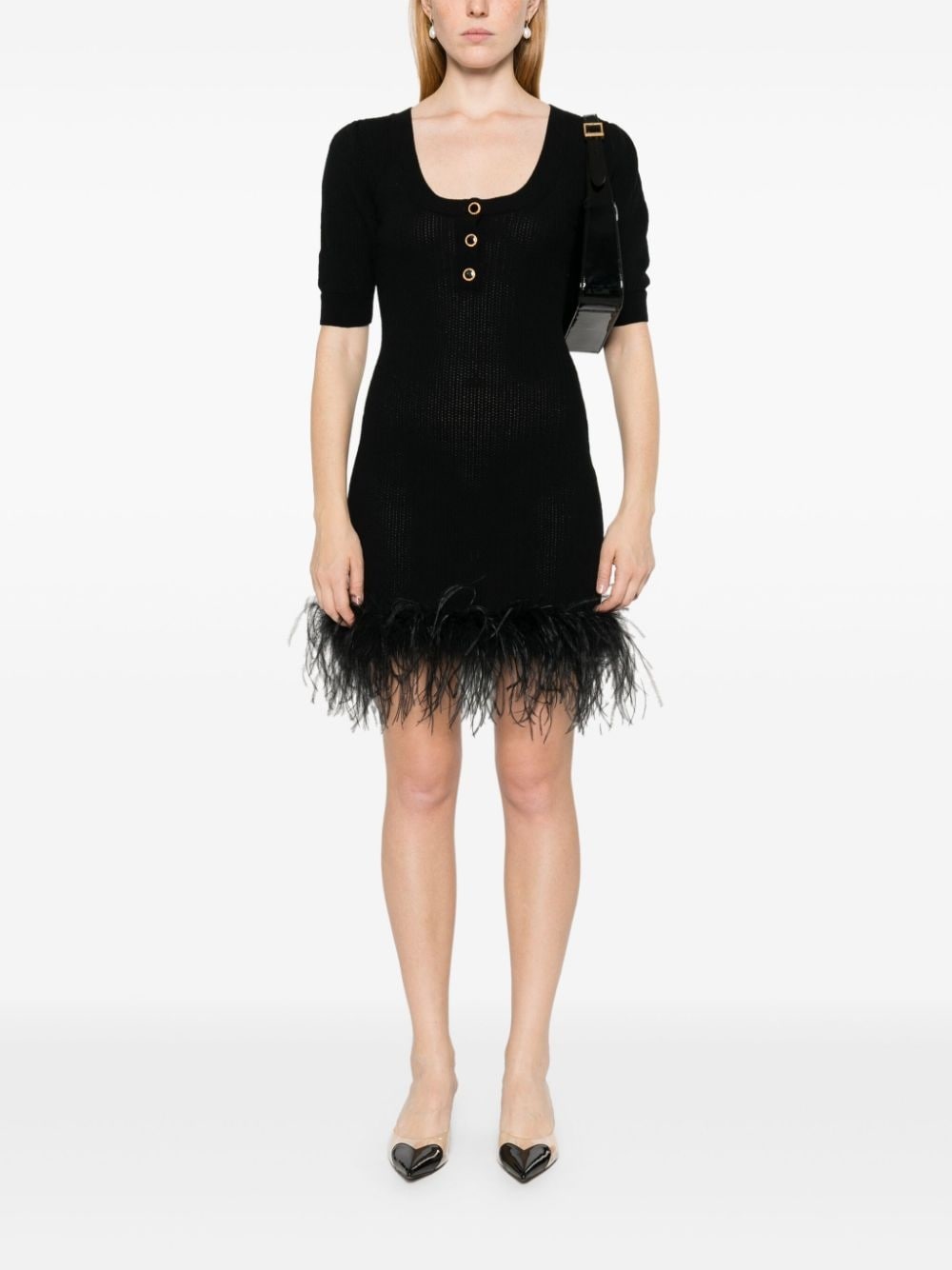 feather-trim detail dress - 2
