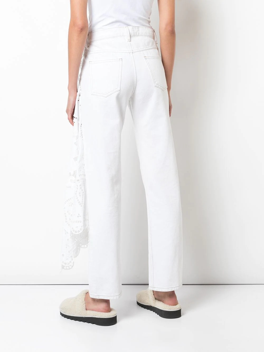 high-waist lace detail trousers - 4