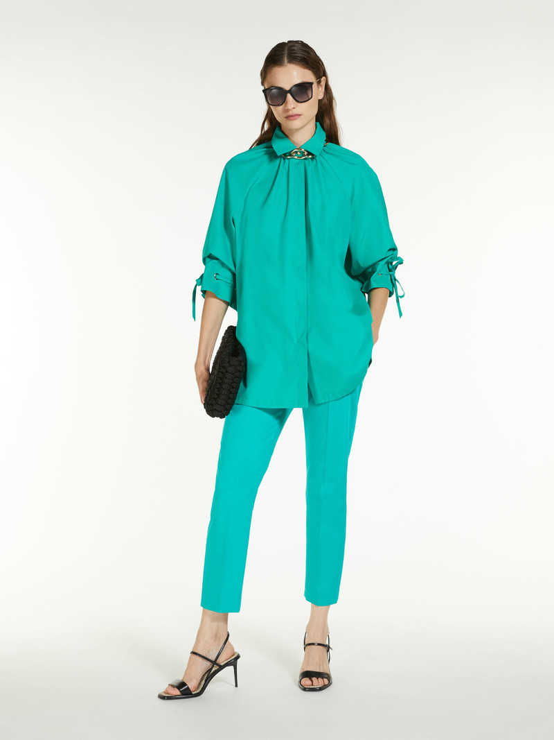 Max Mara LINCE Cotton satin slim trousers outlook