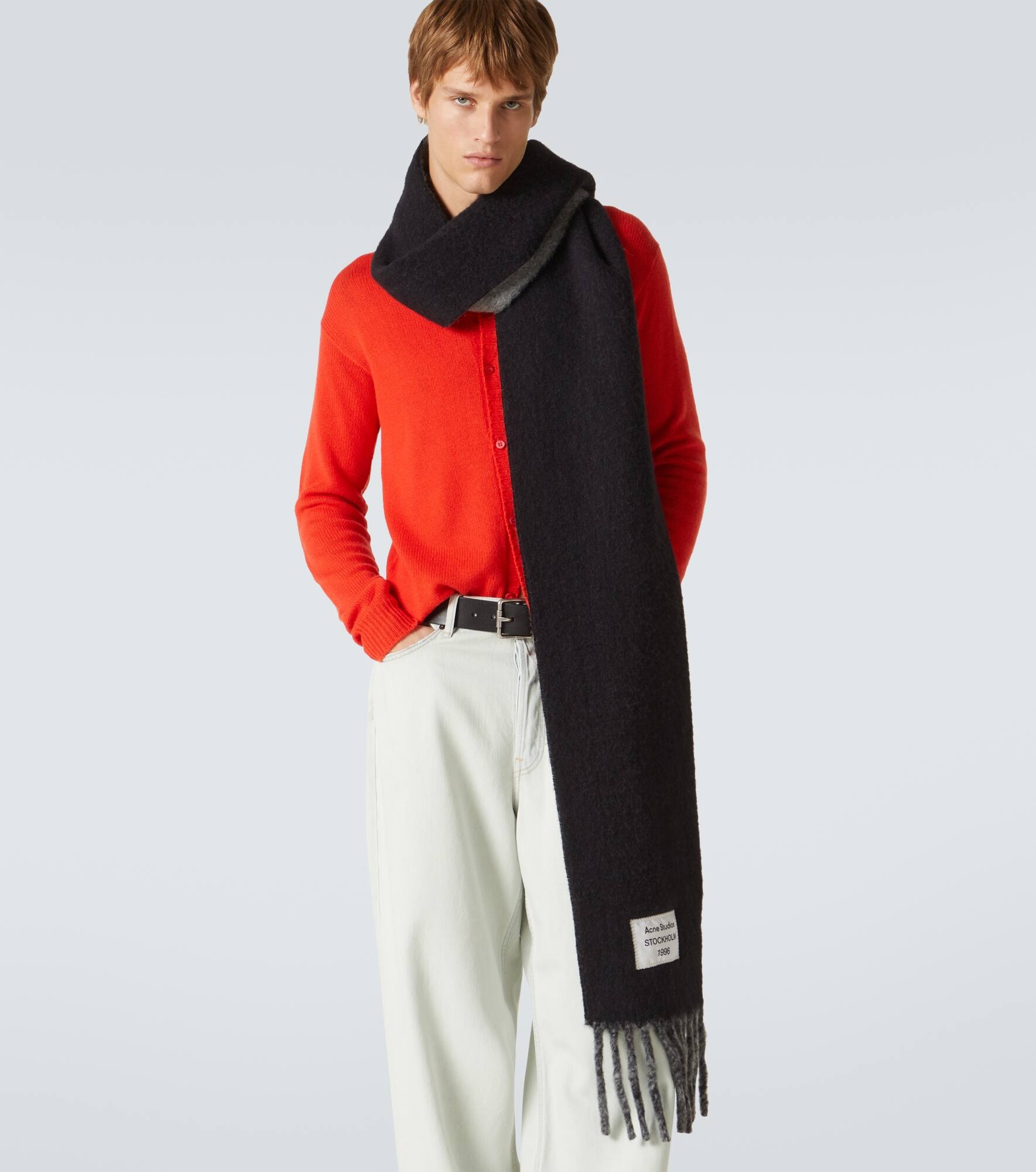 Logo alpaca and wool-blend scarf - 2