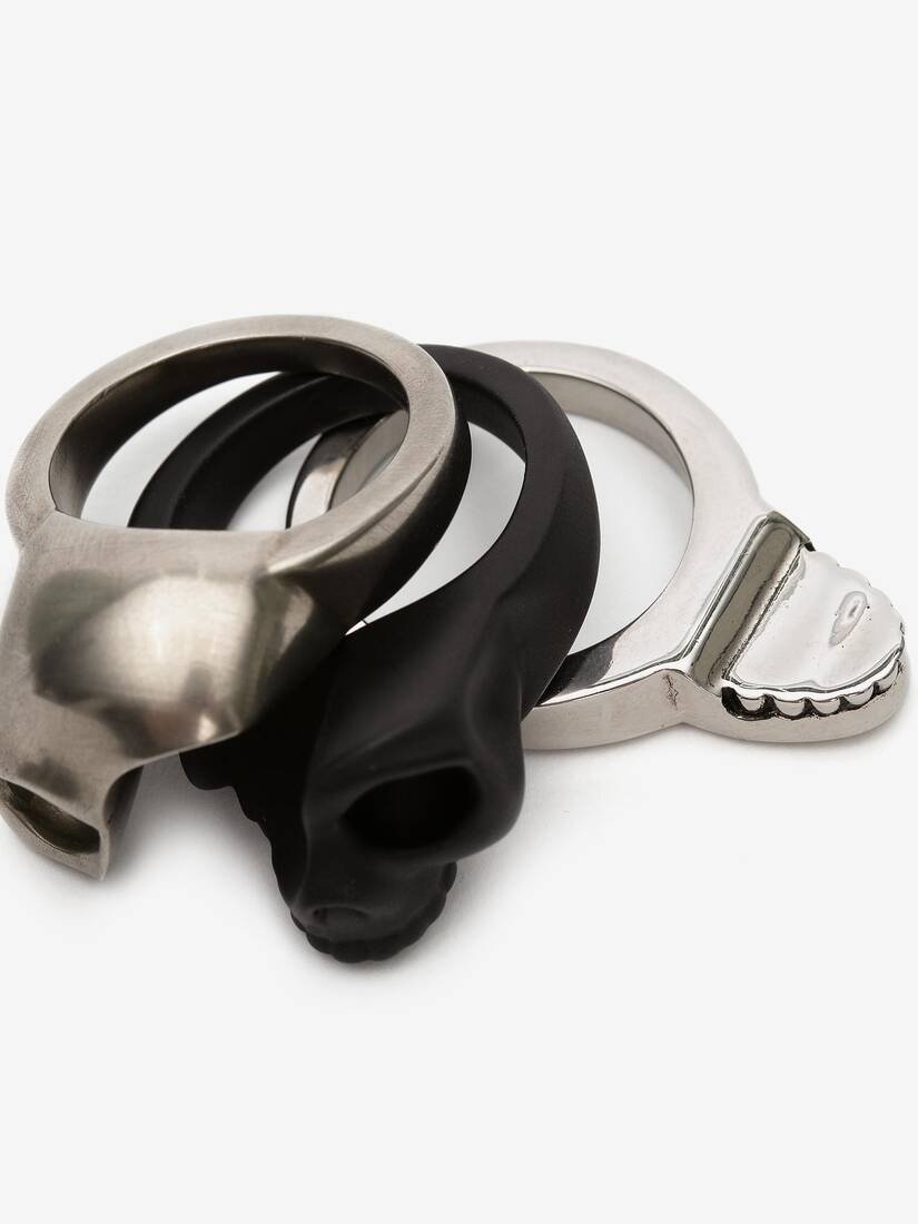 Divided Skull Ring in Antique Silver - 4