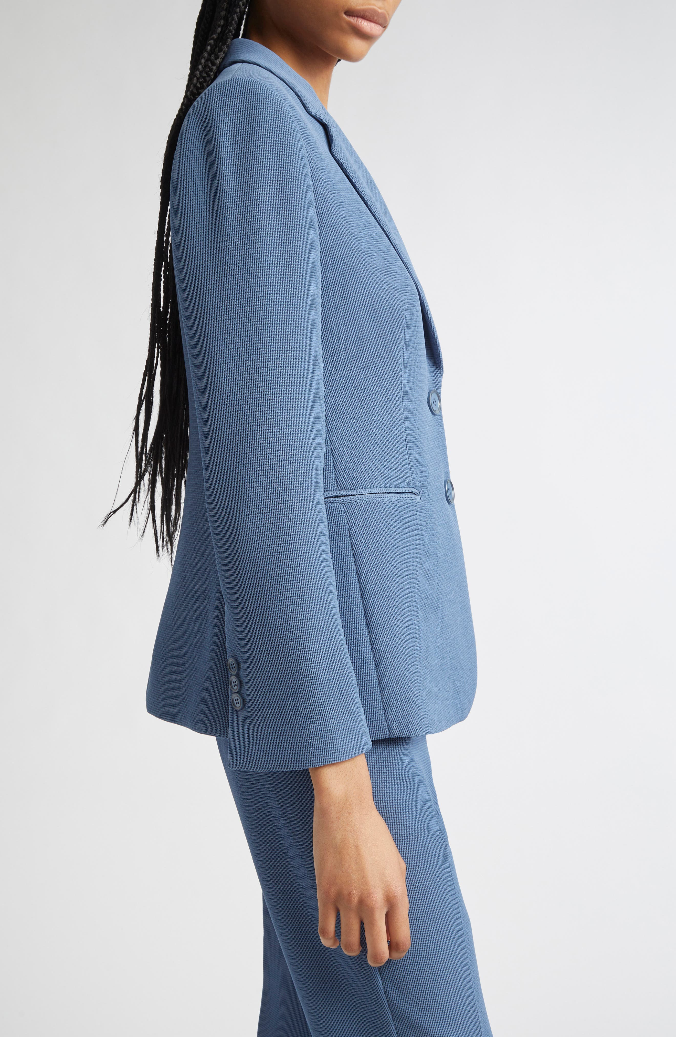 Emporio Armani One-Button Blazer in Solid Blue Navy at Nordstrom - 4