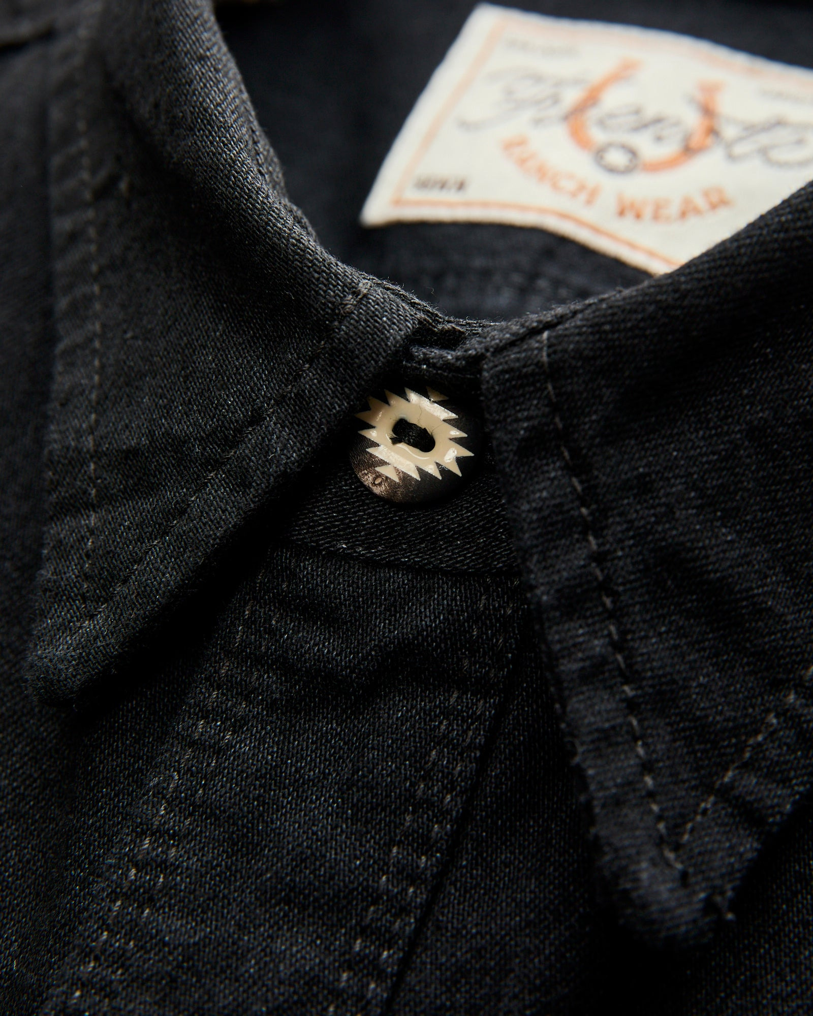 Calico Western Shirt in Black Denim - 4
