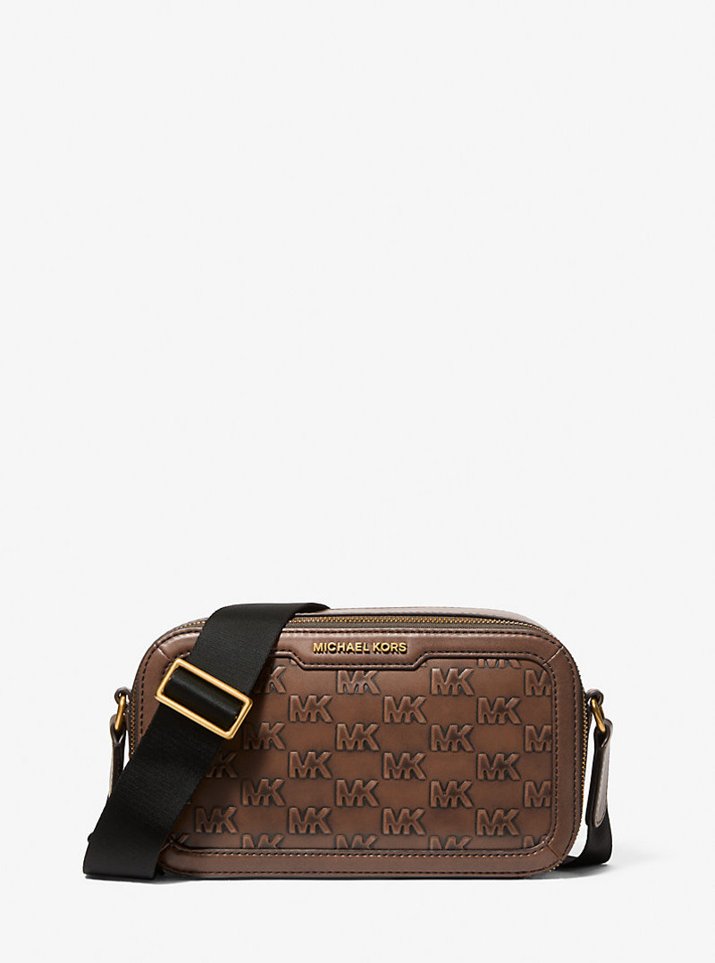 Hudson Logo Embossed Burnished Leather Crossbody Bag 1