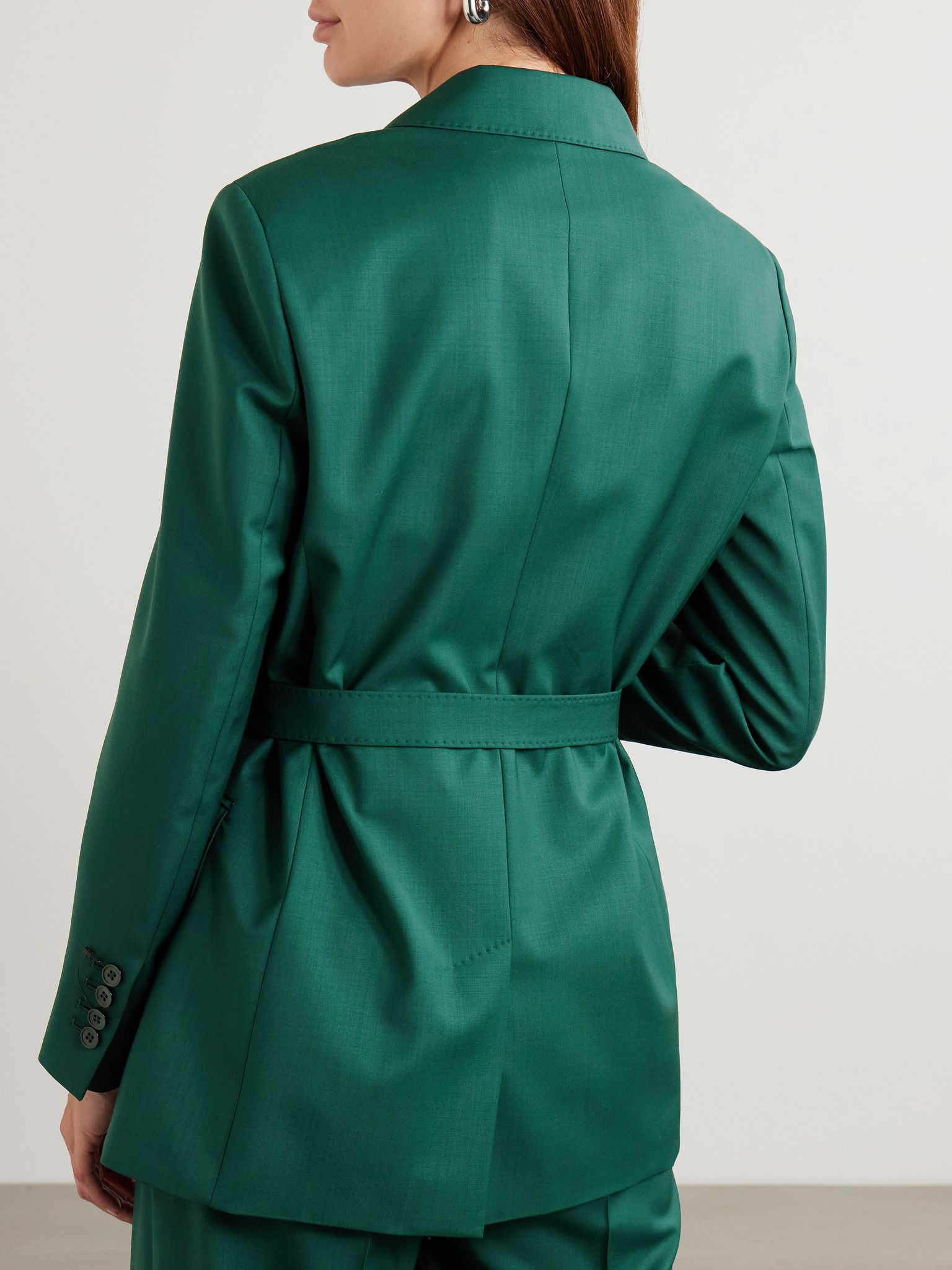 Talento belted wool-canvas blazer Dark green - 3