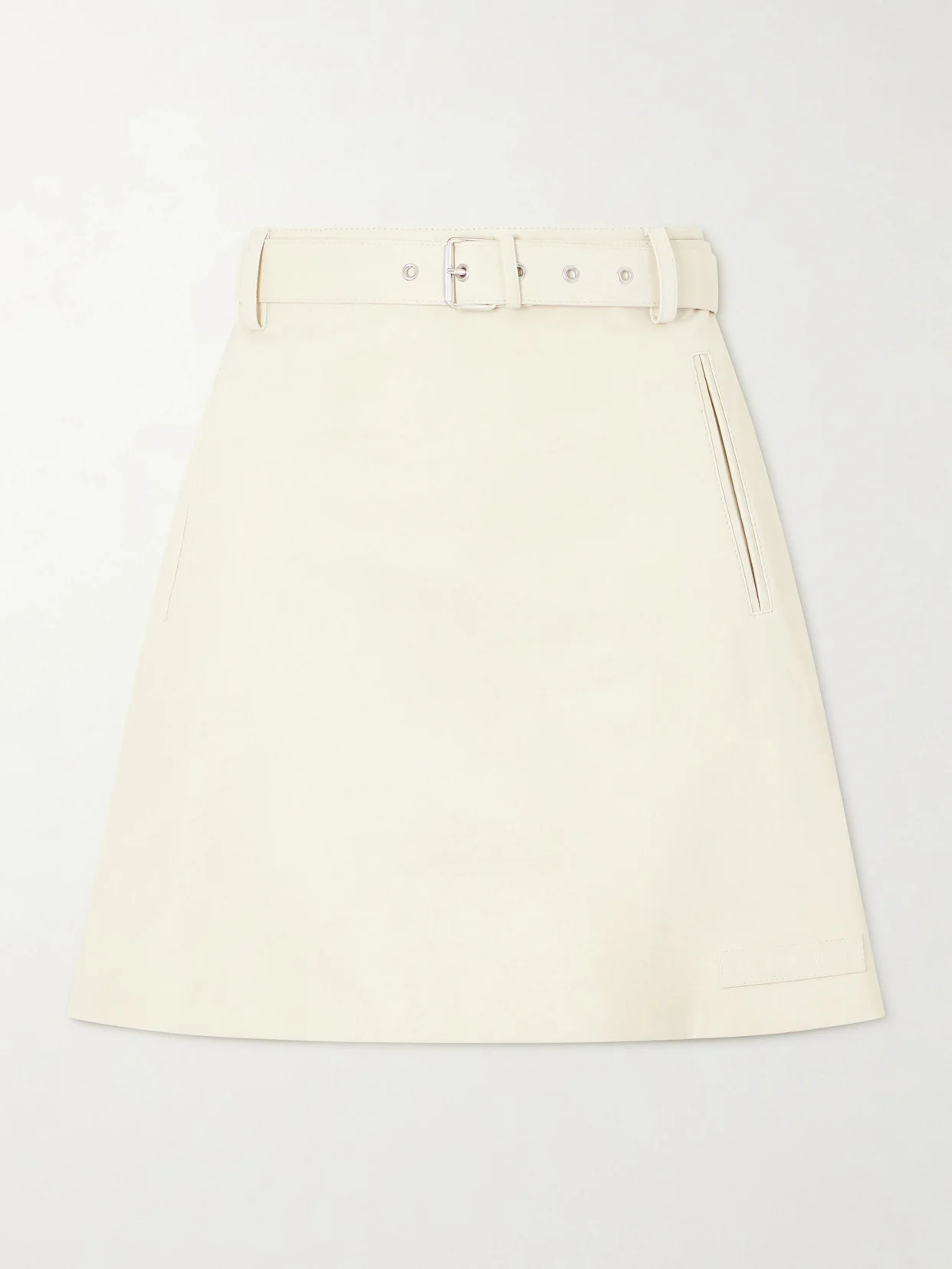 Belted Striped Leather Mini Skirt - 1