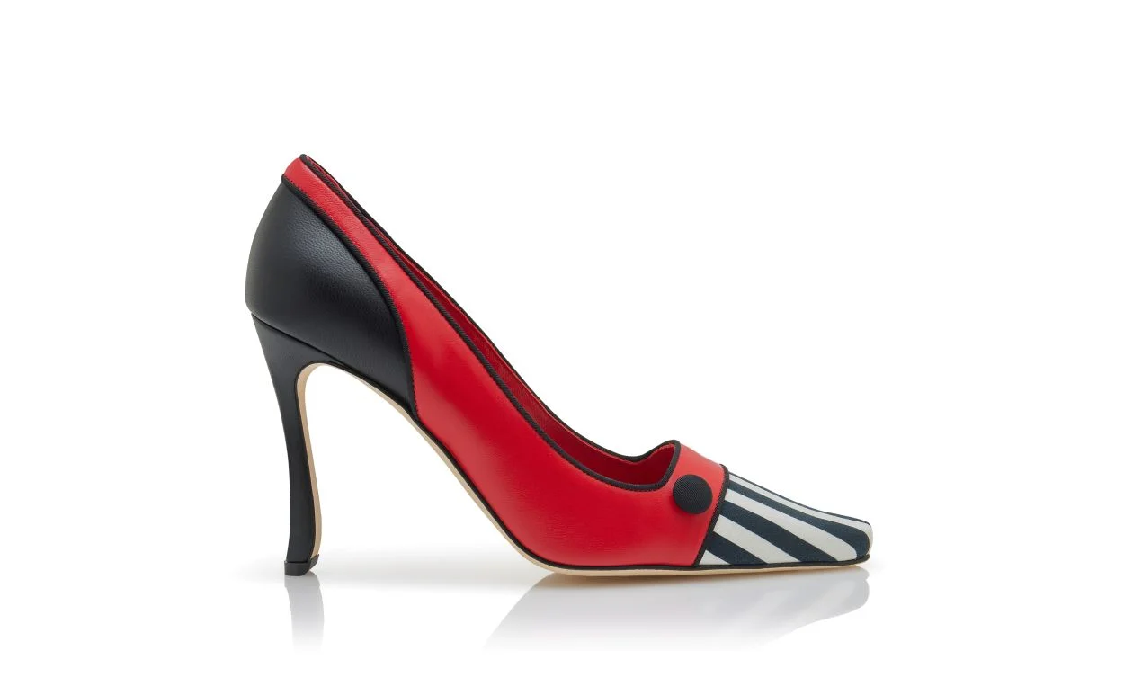 Red and Black Nappa Leather Pumps - 1