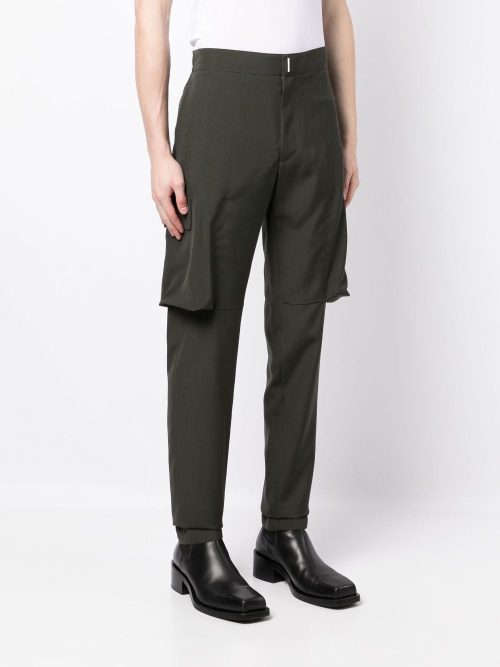 straight-leg wool cargo trousers - 3