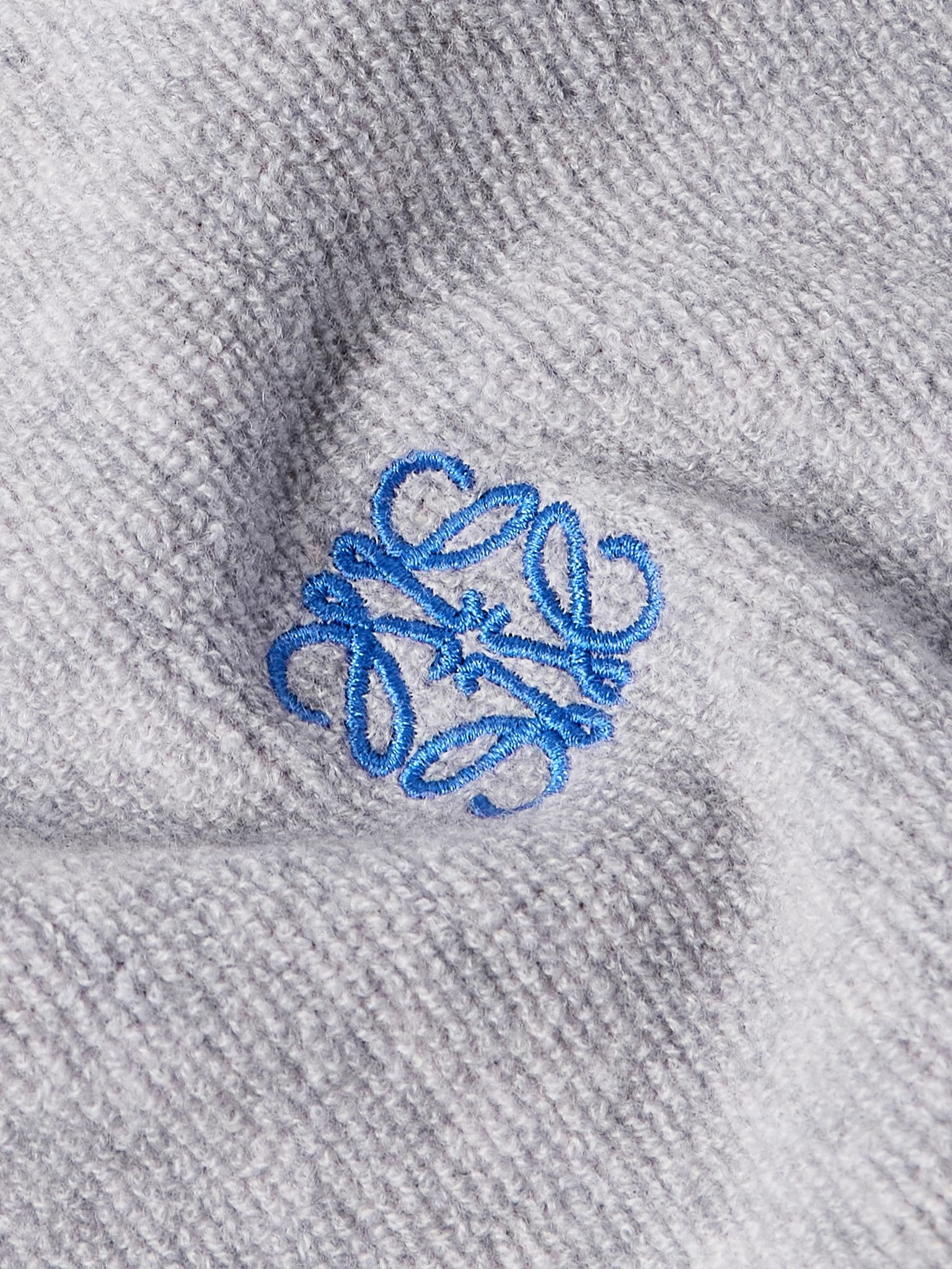 Logo-Embroidered Wool Hoodie Light gray - 5