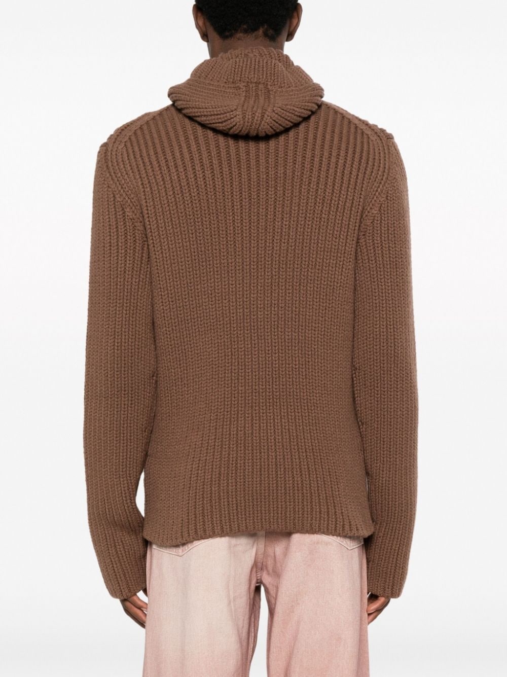 ribbed-knit hooded jumper - 4