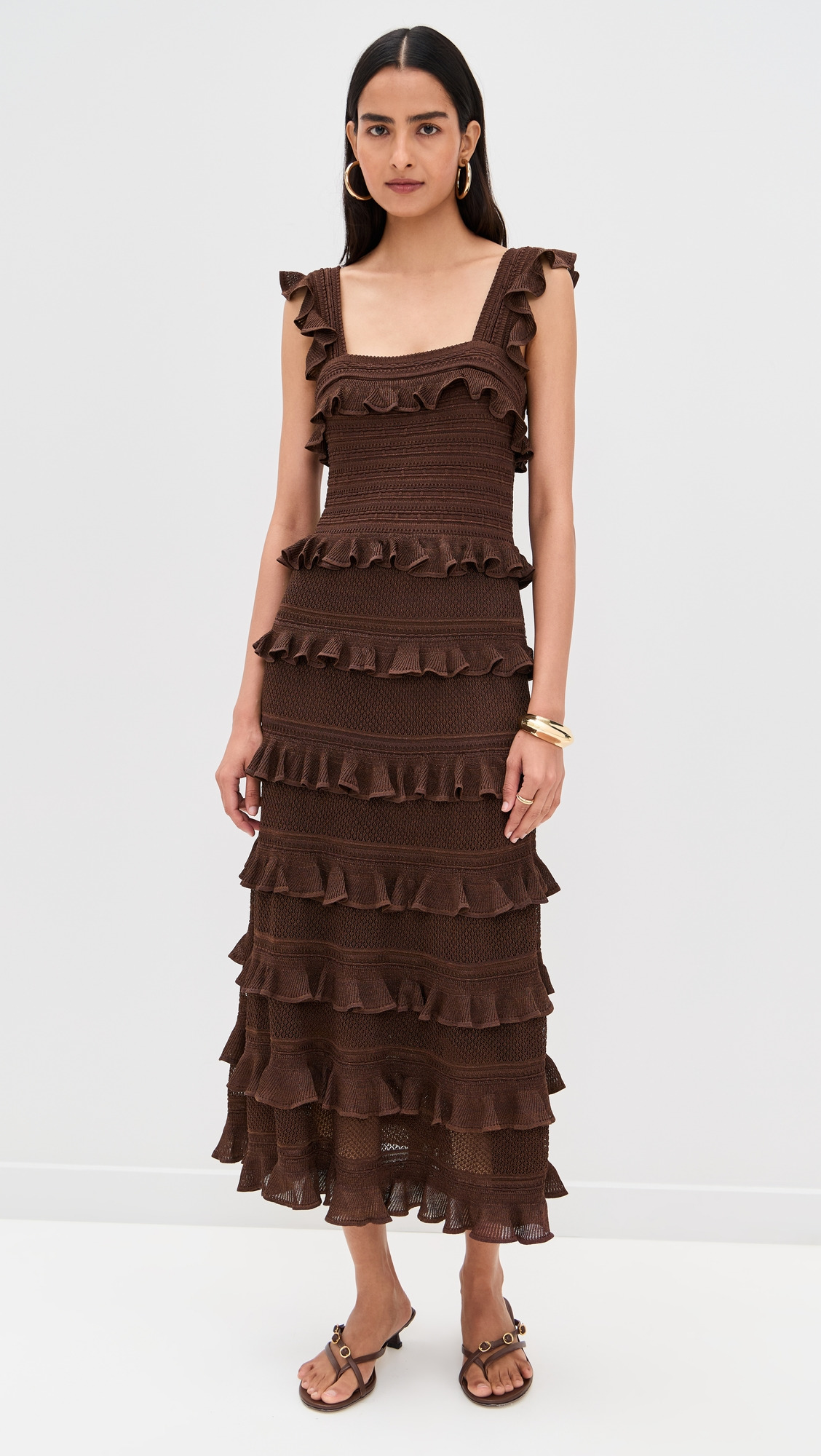 Lace Frill Midi Dress - 4