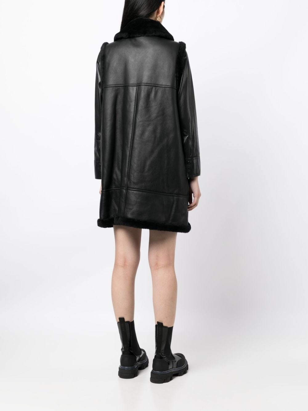 long-length leather coat - 4