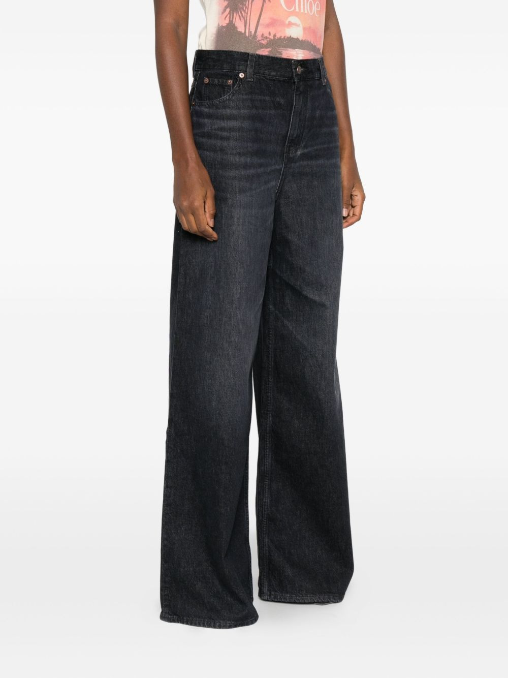 whiskered wide-leg jeans - 3
